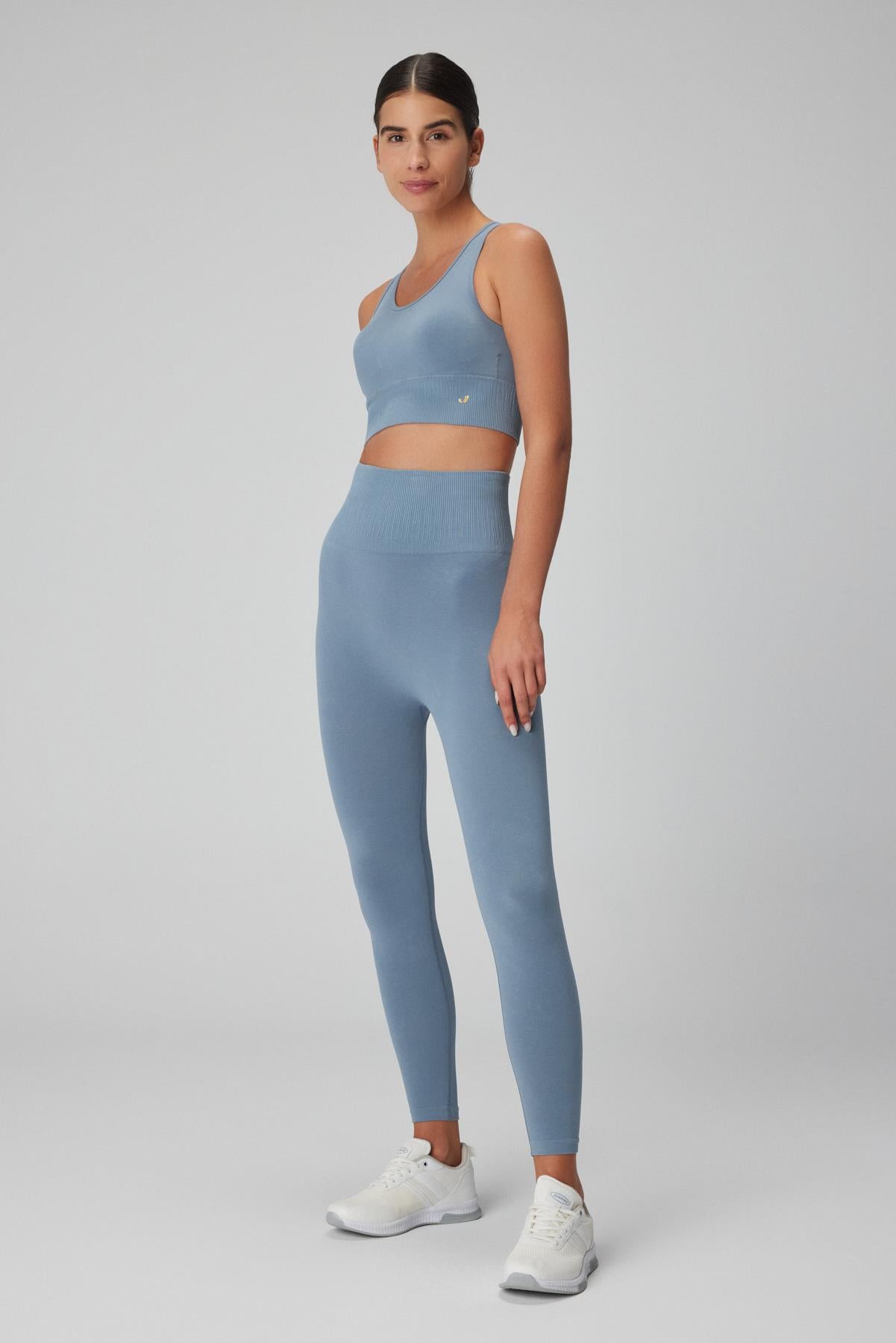 Luz High Waist Tight Leggings with Ripped Belt Detail Stone