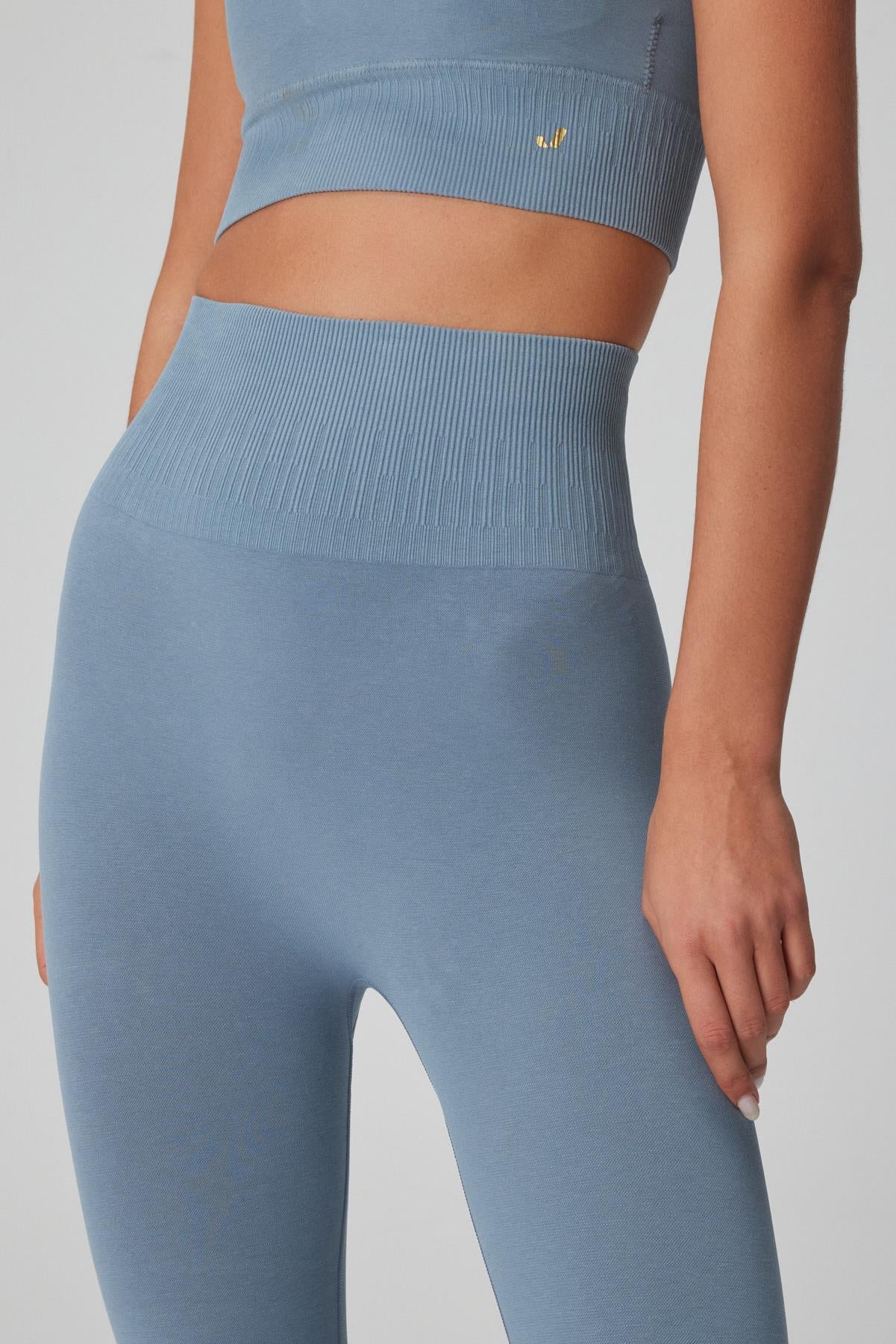 Luz High Waist Tight Leggings with Ripped Belt Detail Stone