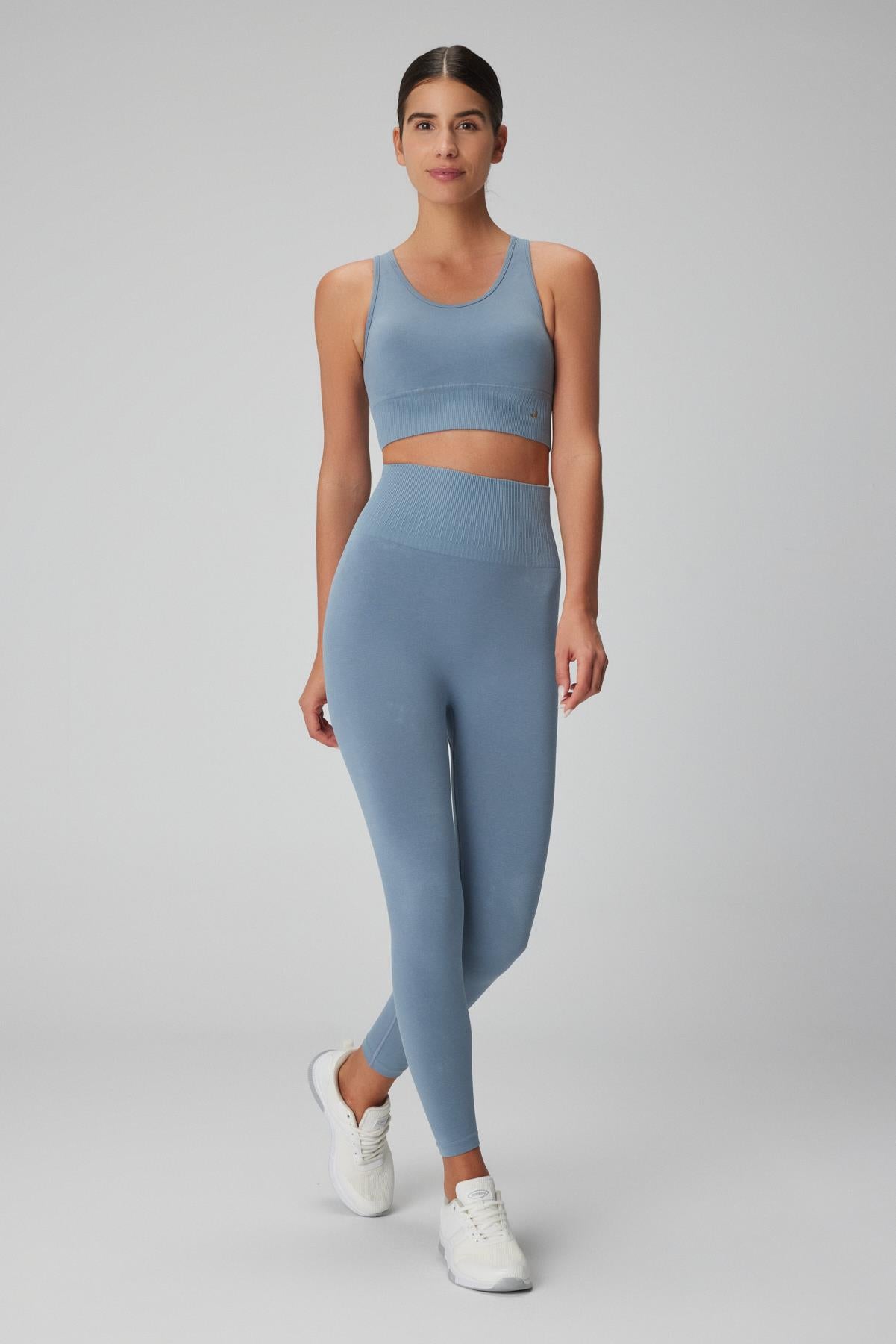 Luz High Waist Tight Leggings with Ripped Belt Detail Stone