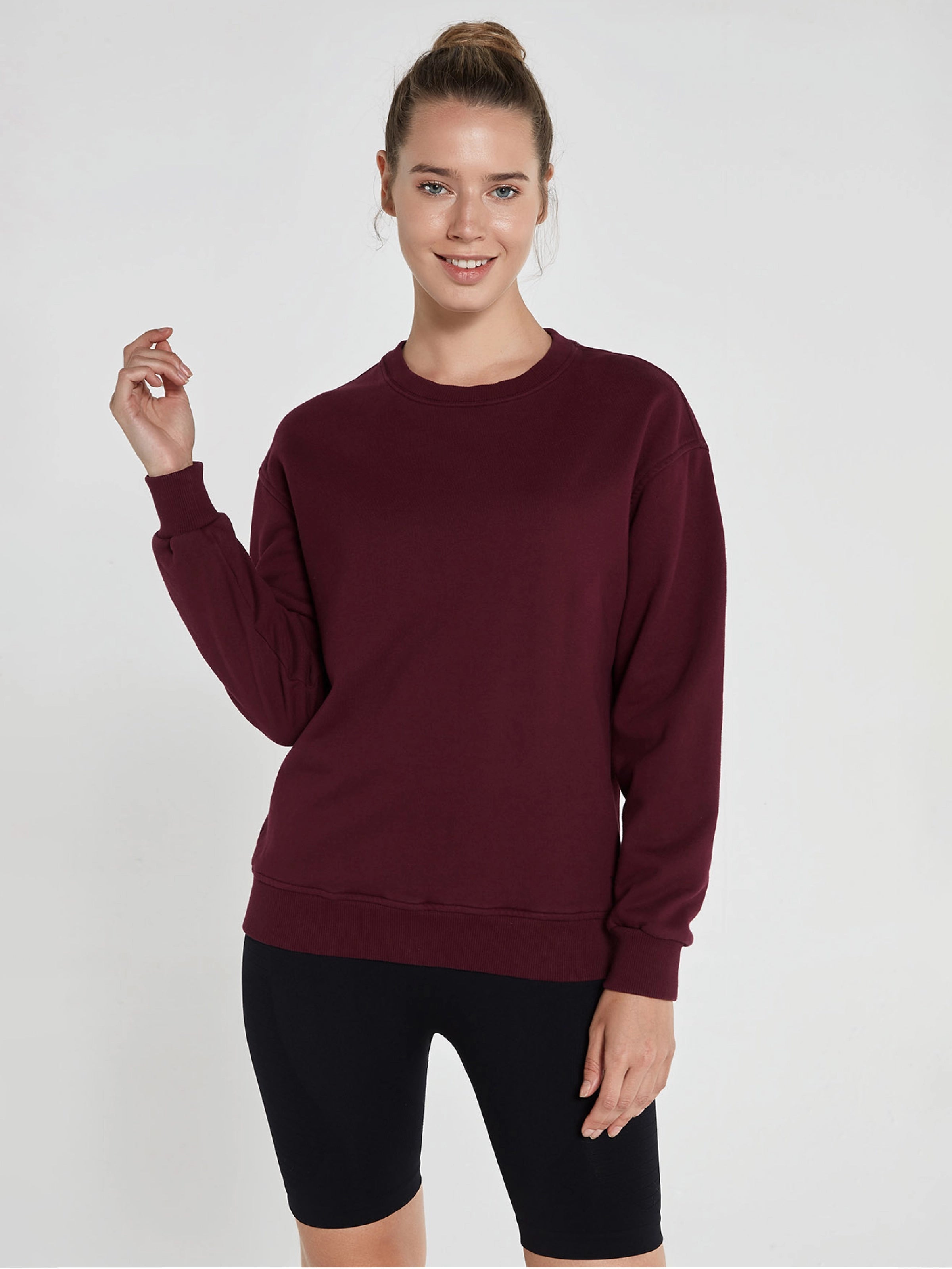 Lydney Kadın Sıfır Yaka Sweatshirt Bordo