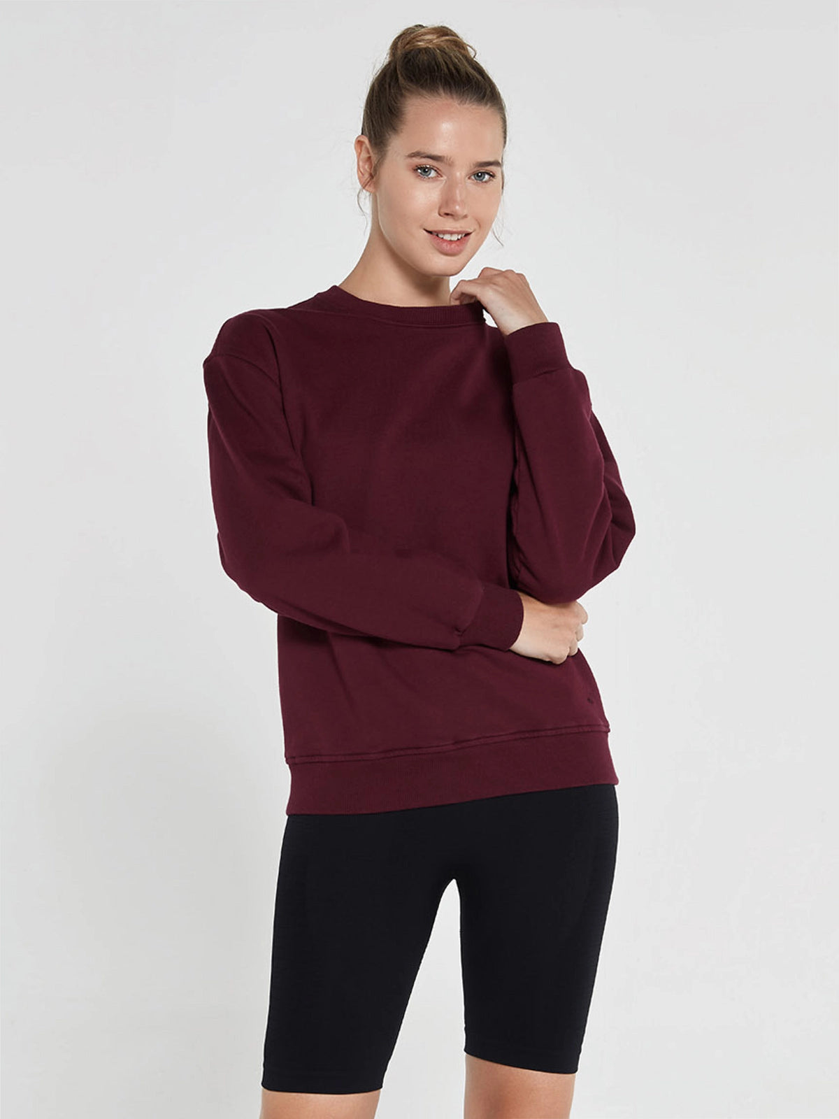 Lydney Kadın Sıfır Yaka Sweatshirt Bordo