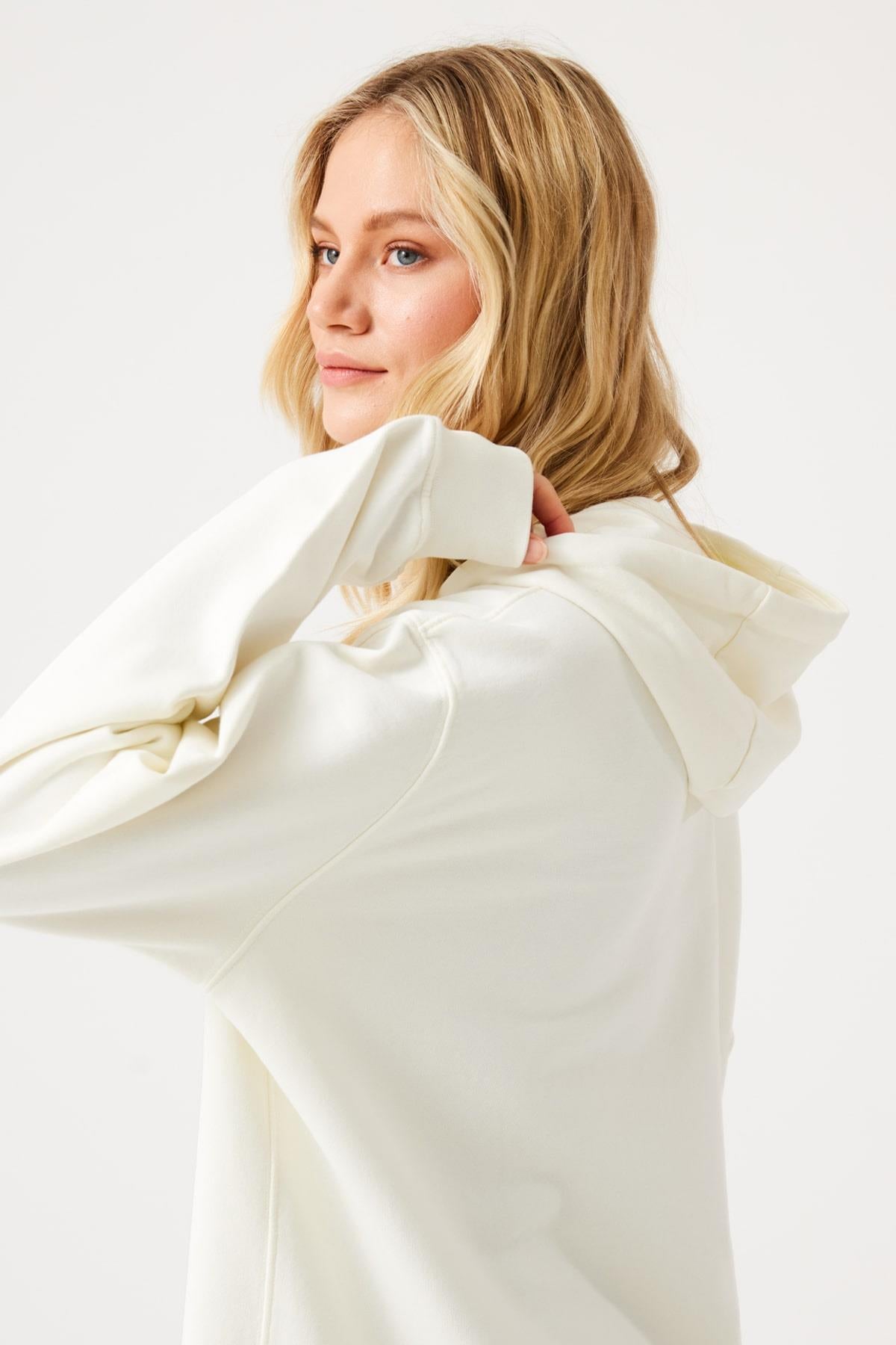 Lydney Unisex Kapüşonlu Sweatshirt Krem