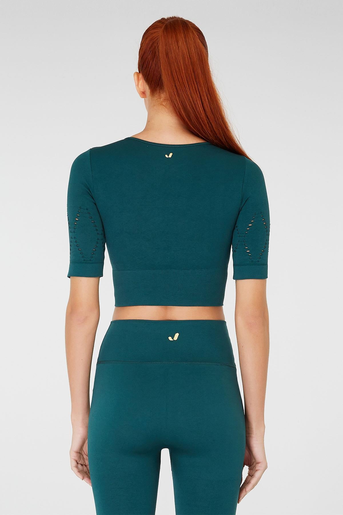 Naples Kısa Kol Crop Top Econyl Yeşil