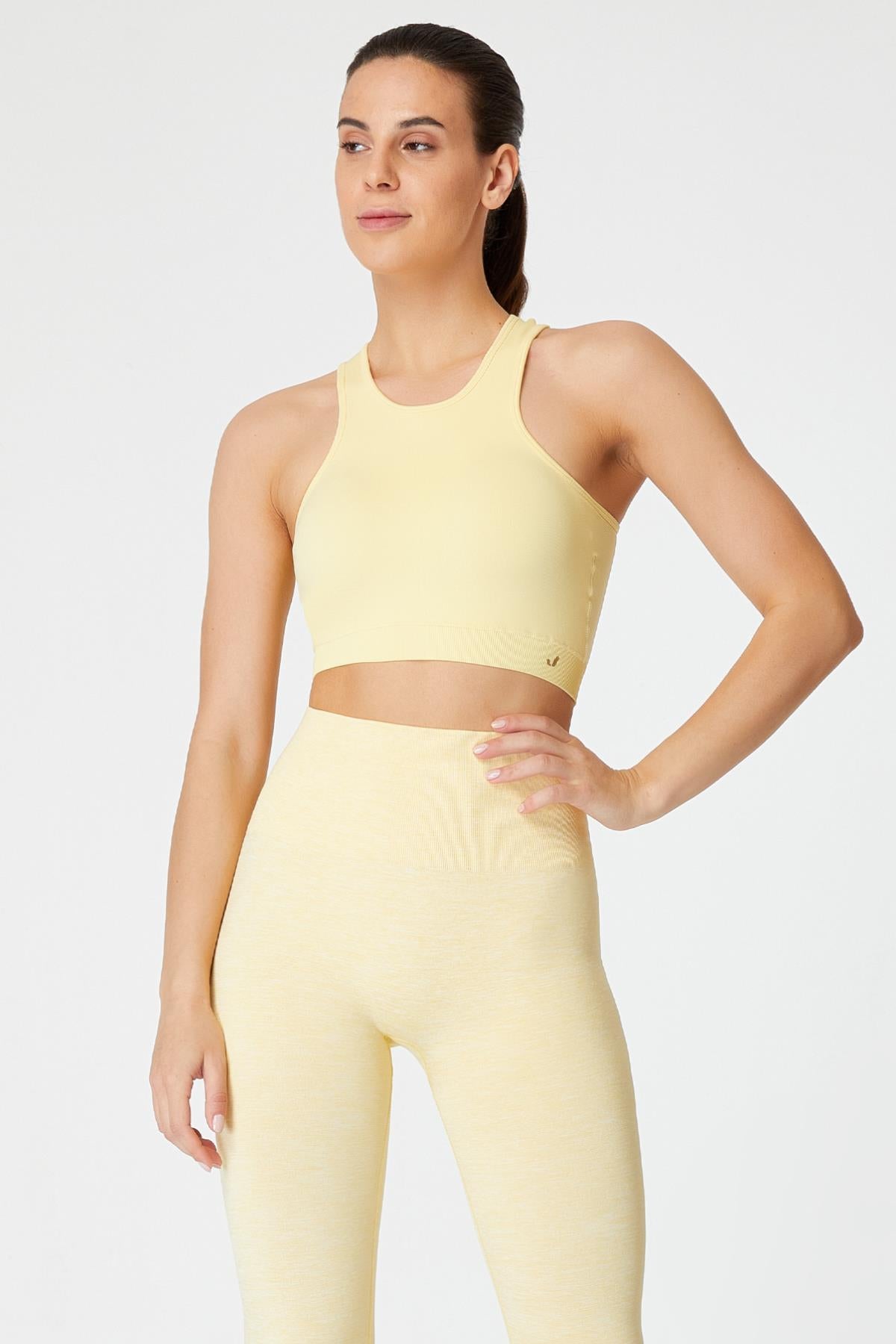 Palmi Self-Patterned Round Neck Covered Bra Yellow