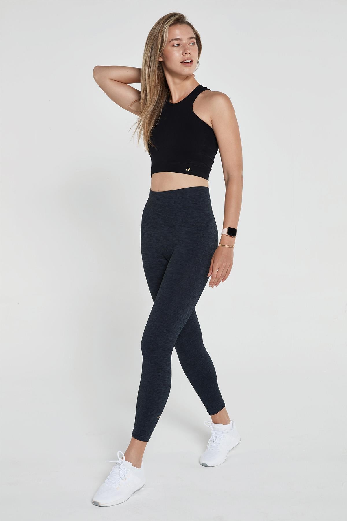 Palmi Melange Patterned High Waist Leggings Black