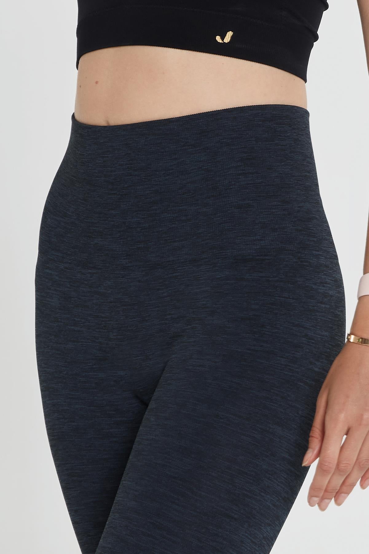 Palmi Melange Patterned High Waist Leggings Black