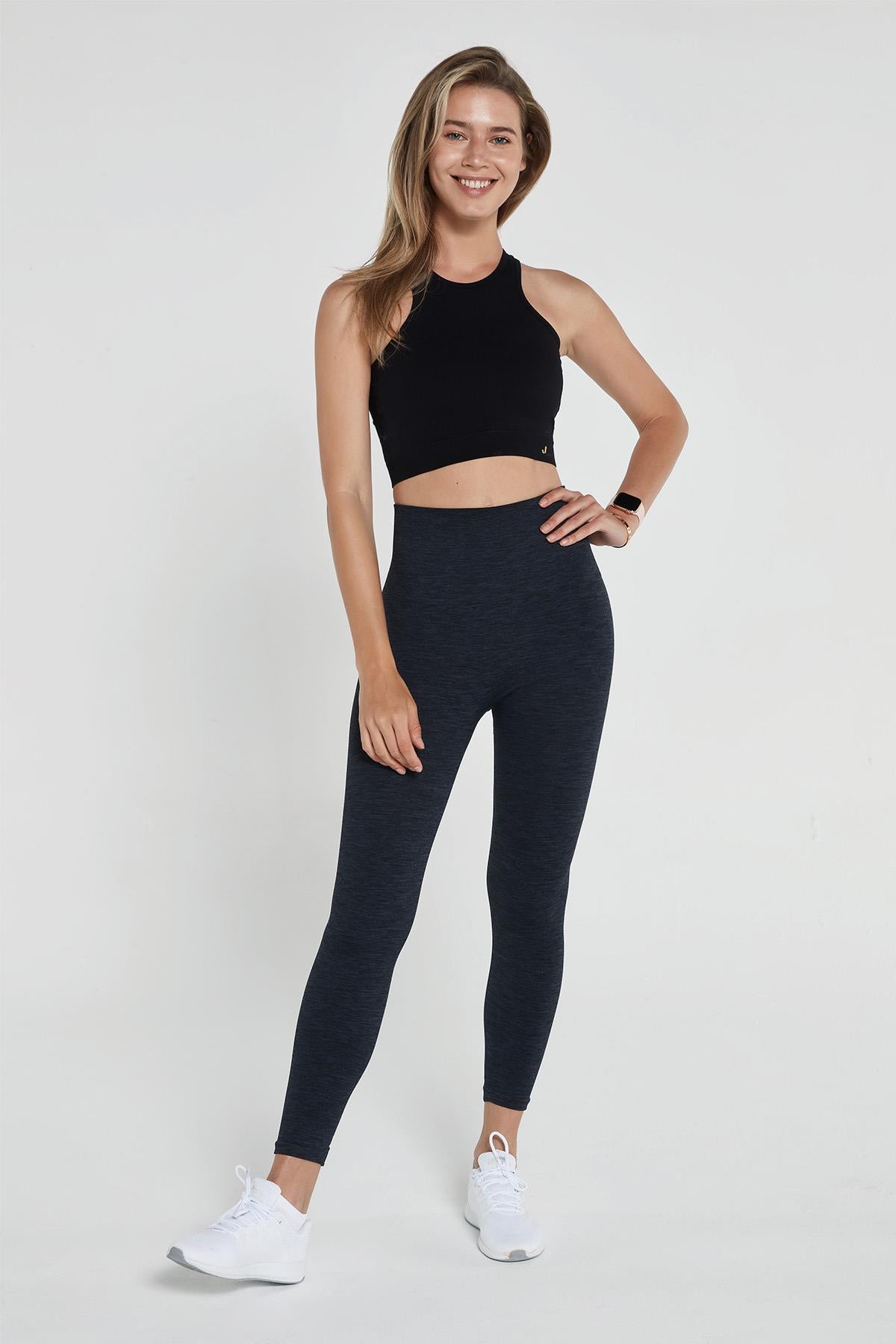 Palmi Melange Patterned High Waist Leggings Black