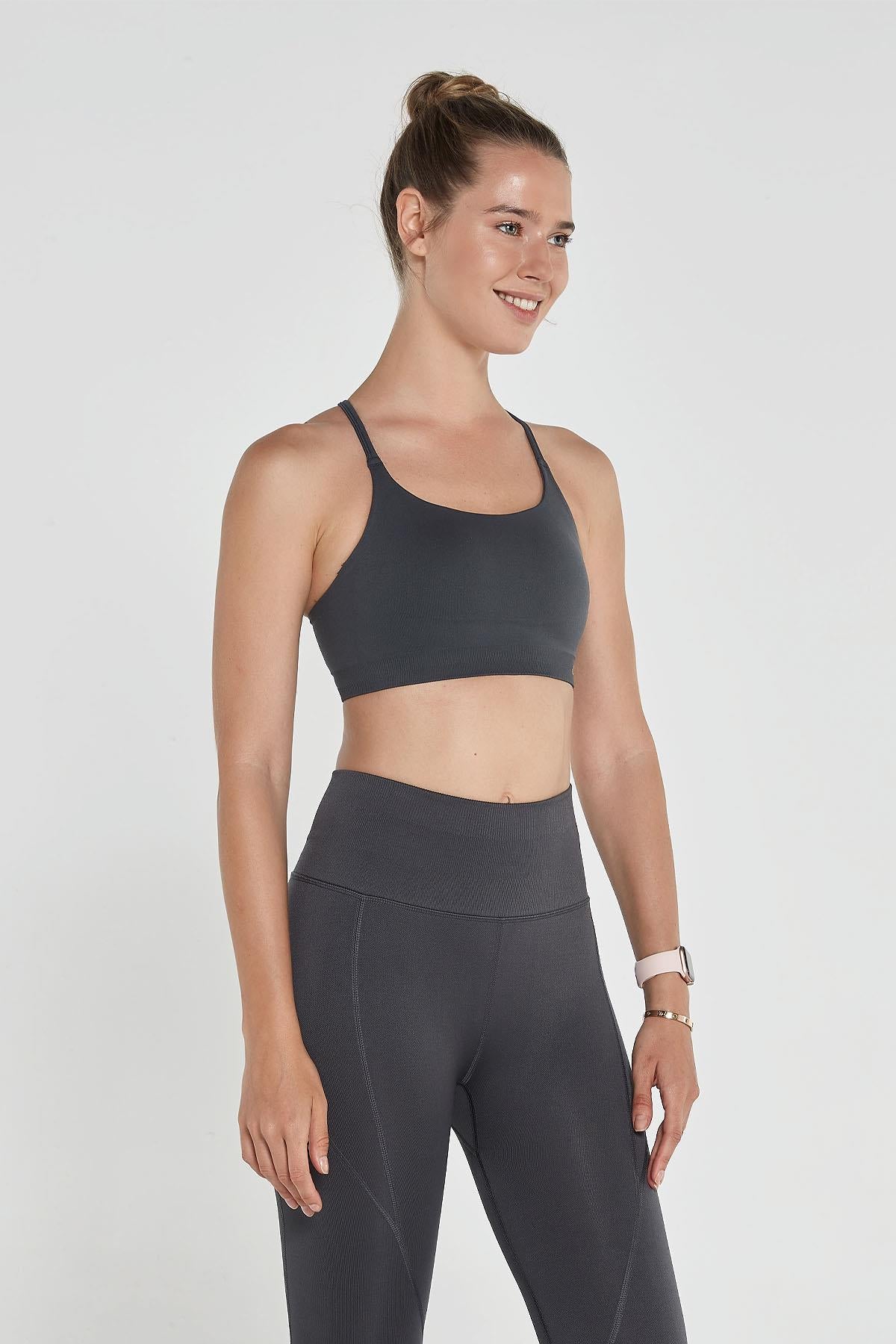 Pine Adjustable Thin Strap Bra Anthracite