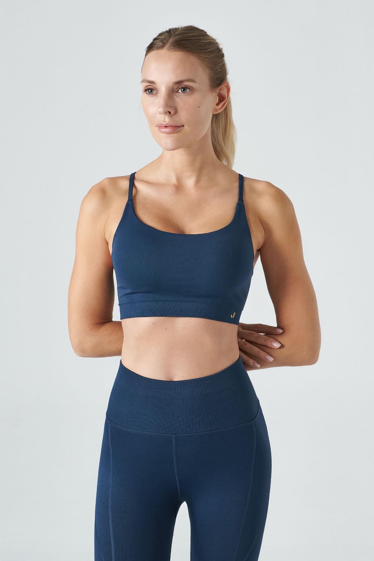 Pine Adjustable Thin Strap Bra Navy