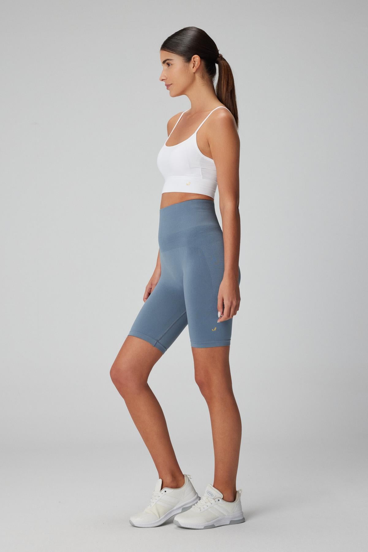 Vella Yüksek Bel Konfor Biker Tayt Mavi