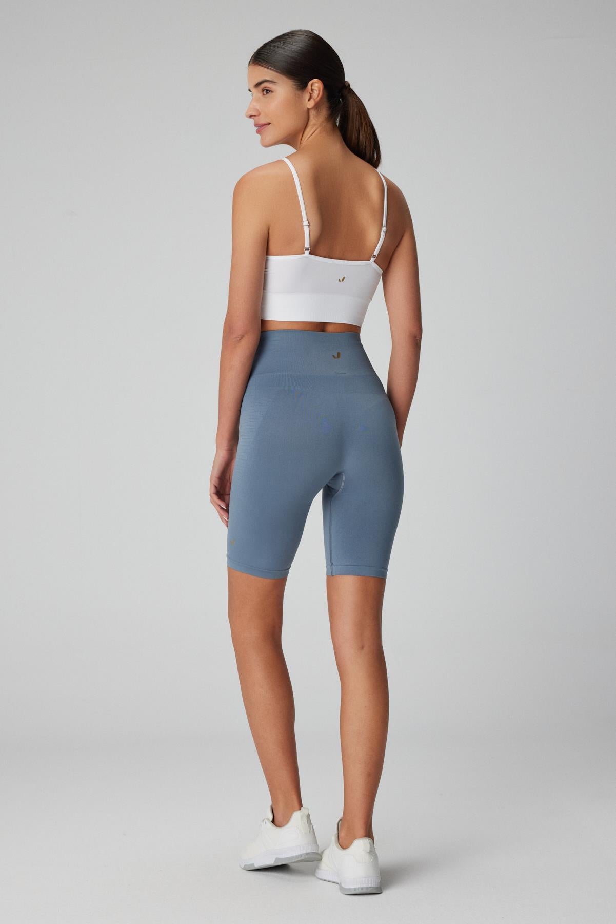 Vella Yüksek Bel Konfor Biker Tayt Mavi