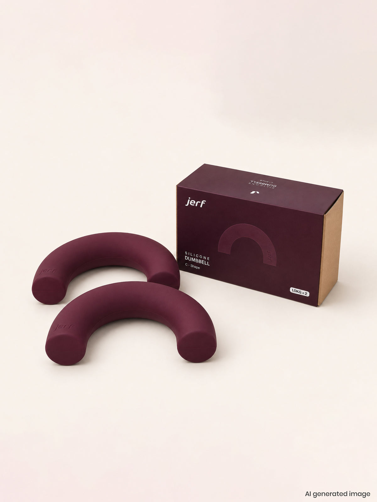 C Şeklinde Silikon Dambıl 1 KG x 2 | Toplam 2 KG Bordo