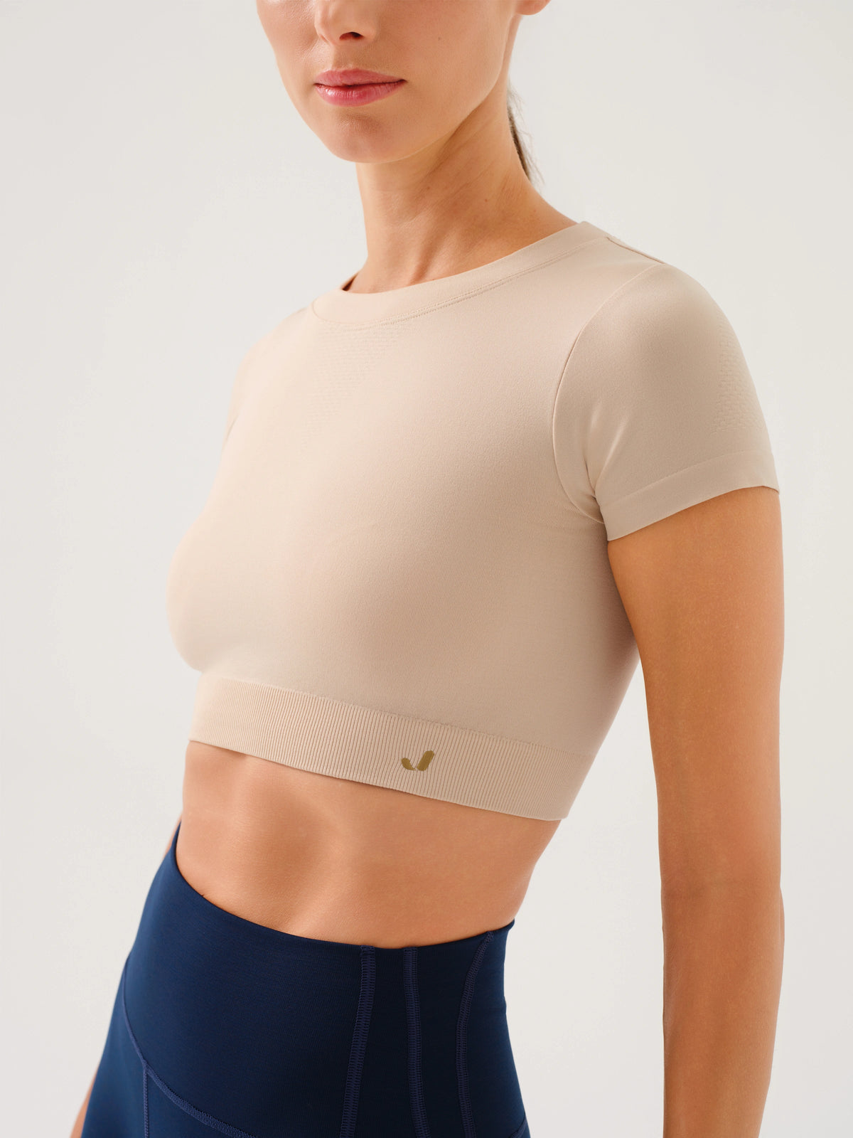 Captiva Yumuşak Dokulu & Esnek Crop Top Bej