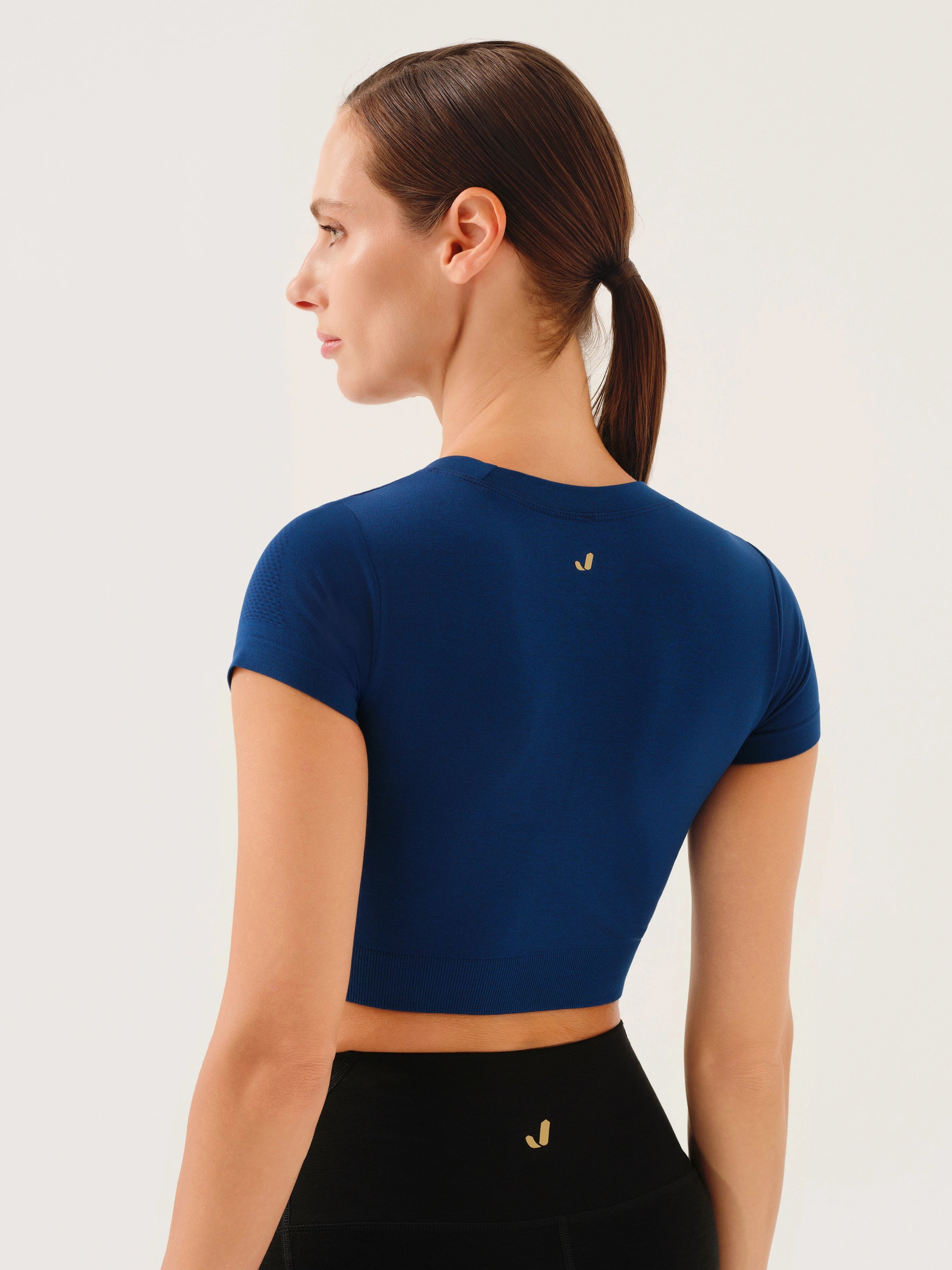 Captiva Yumuşak Dokulu & Esnek Crop Top Solid Lacivert
