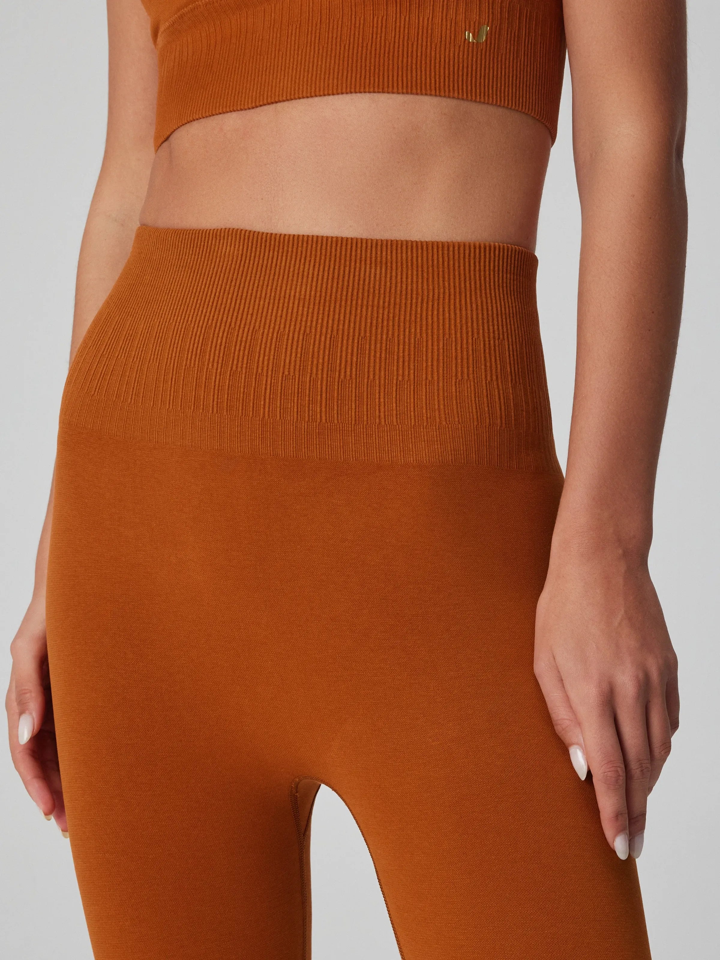 Luz Kemeri Rip Detaylı Yüksek Bel, Sıkılaştırıcı Tayt Badem