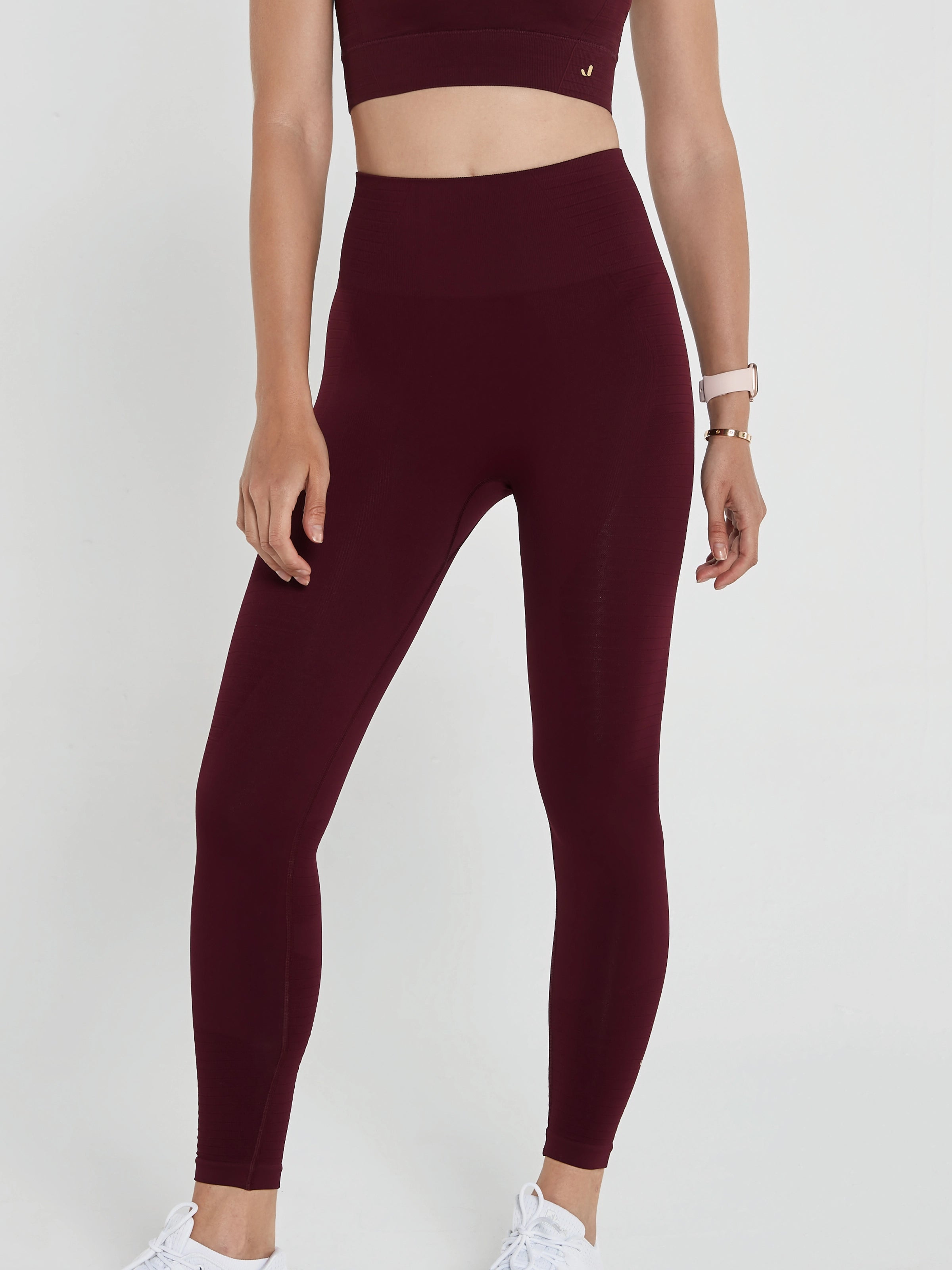 Gela Yüksek Bel, Esnek ve Toparlayıcı Spor Tayt Bordo
