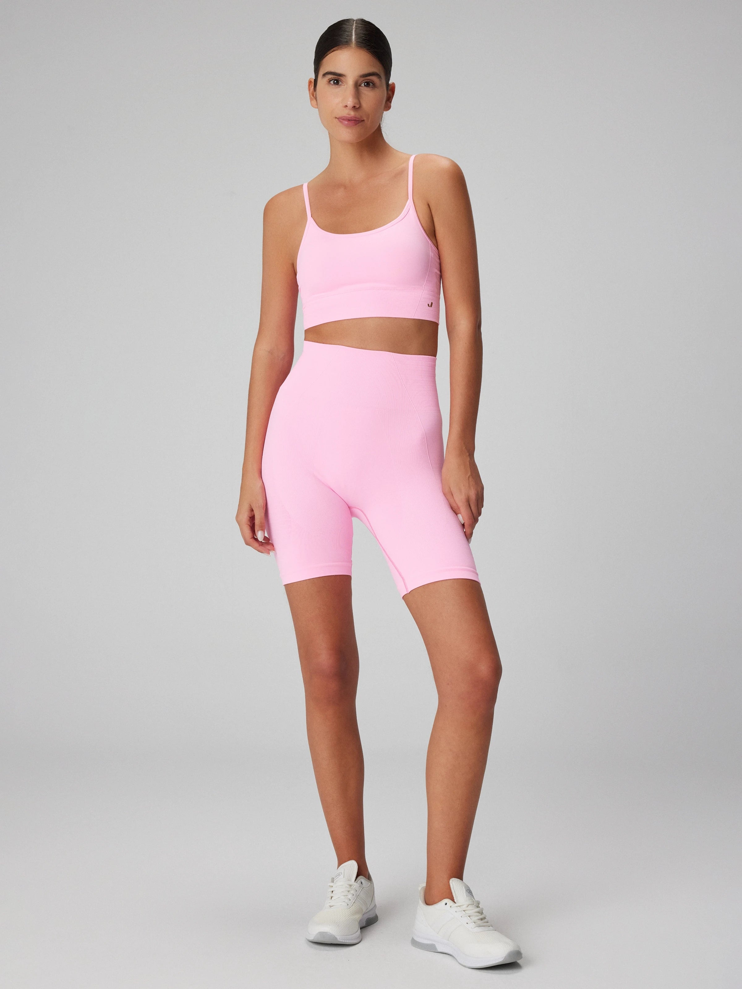 Gela Yüksek Bel Biker Şort (12cm) Neon Pembe