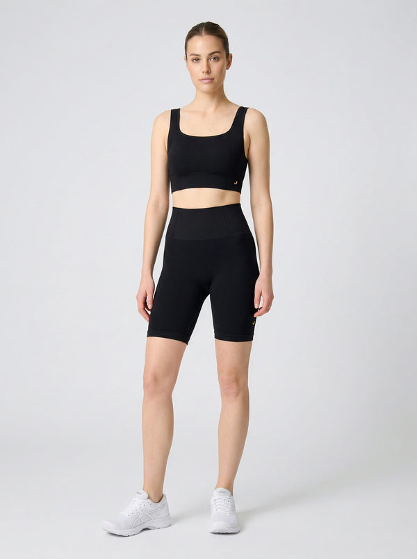 Holly Honeycomb Patterned High Waist Biker Leggings Black