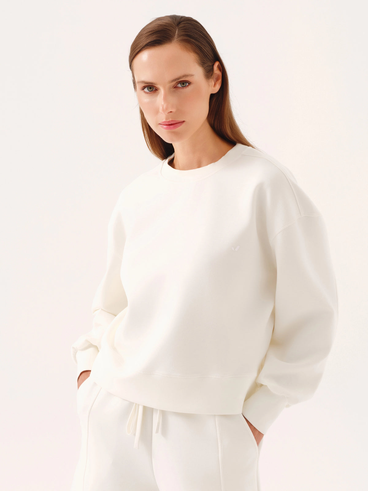 Refined Form Bisiklet Yaka Sweatshirt Kemik