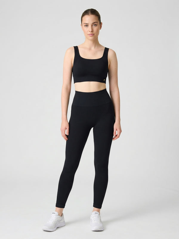 Holly Honeycomb Patterned High Waist Leggings Black
