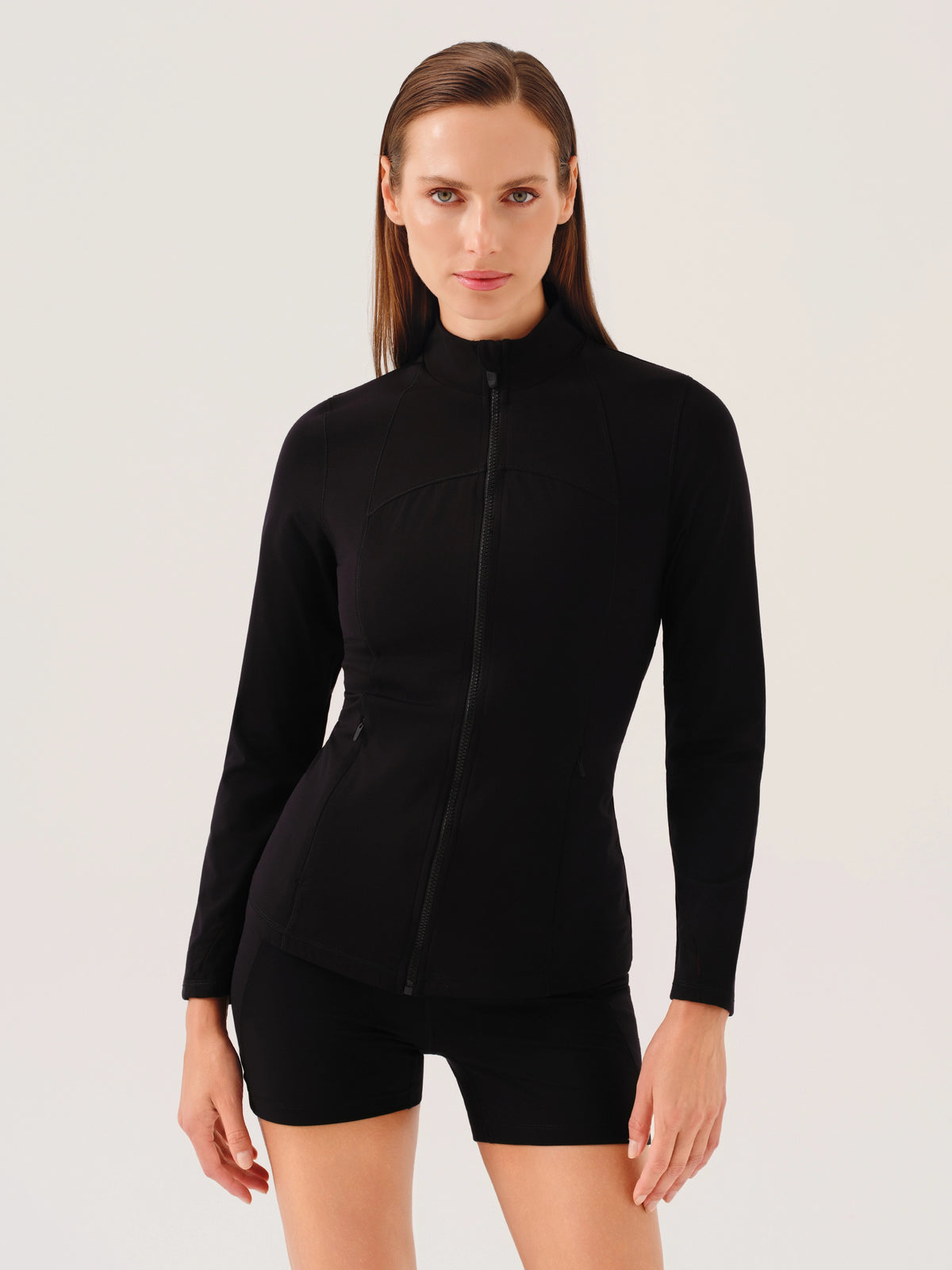 Soft Form Dik Yaka Fermuarlı Spor Ceket Siyah