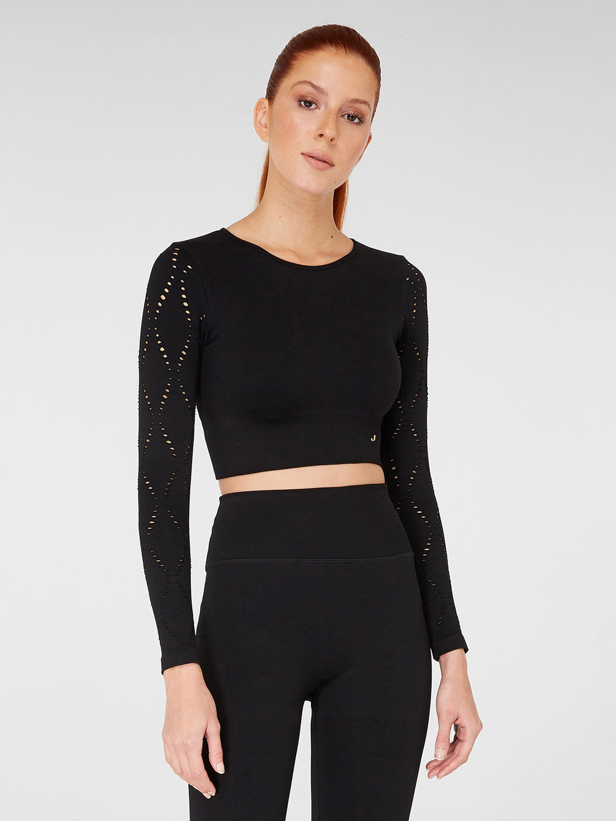 Naples Uzun Kol Crop Top Econyl Siyah