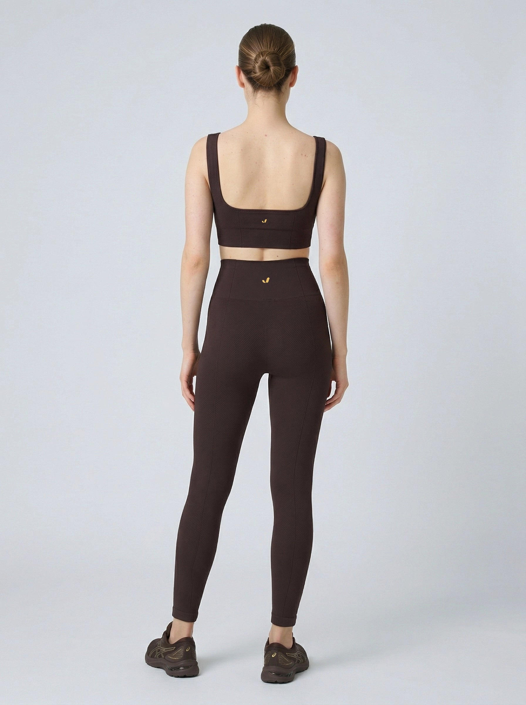 Holly Petek Desenli Yüksek Bel Tayt Acı Kahve