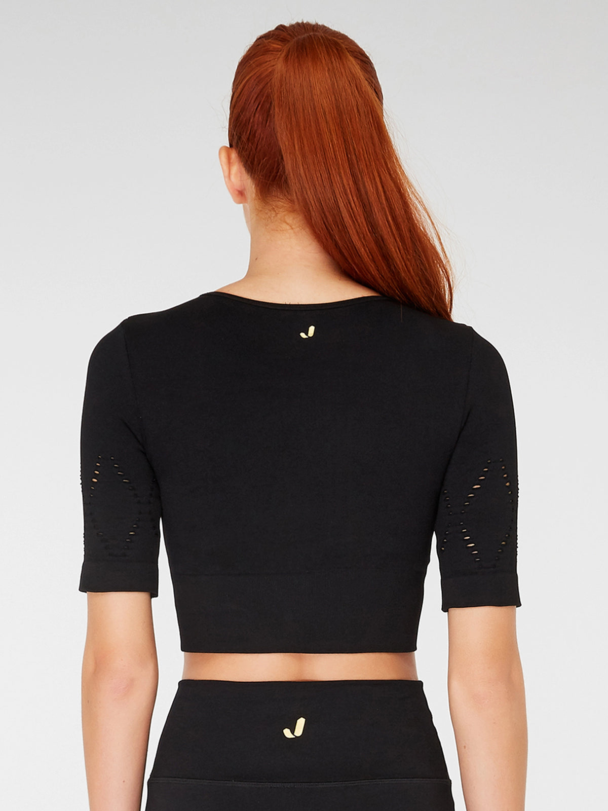 Naples Kısa Kol Crop Top Econyl Siyah