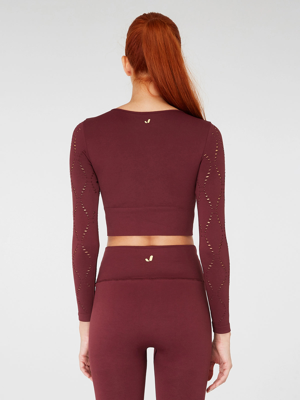 Naples Uzun Kol Crop Top Econyl Bordo