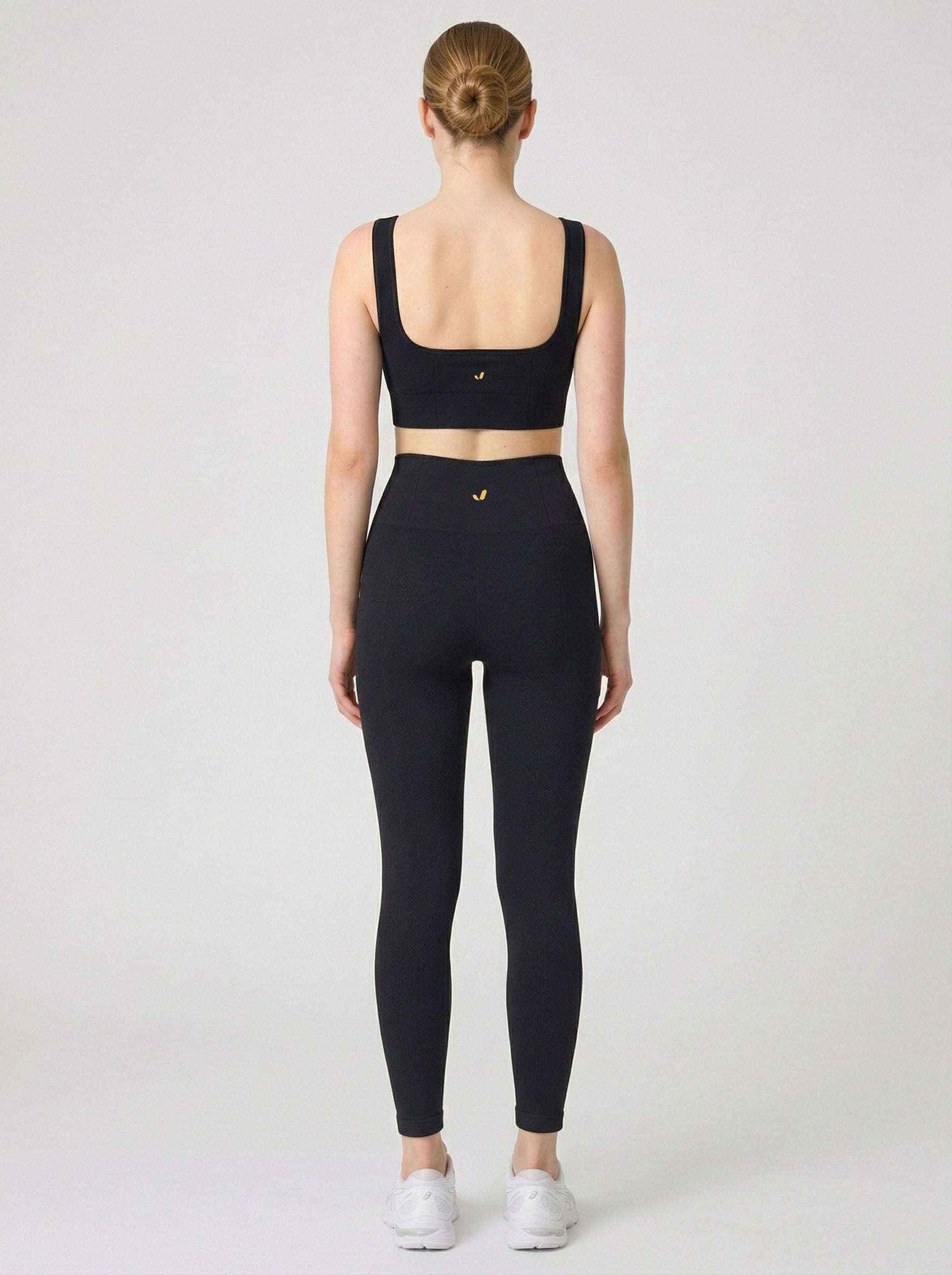 Holly Petek Desenli Yüksek Bel Tayt Siyah