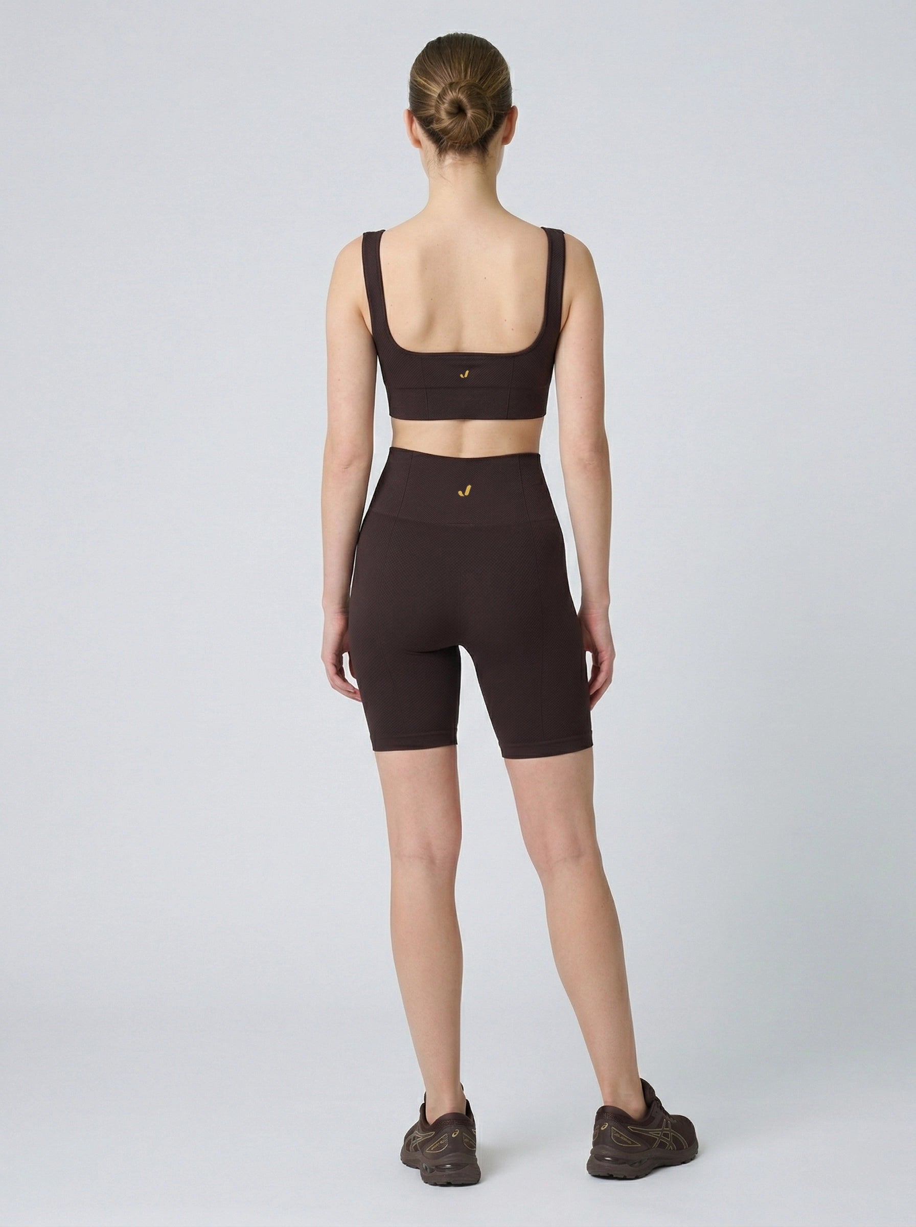 Holly Petek Desenli Yüksek Bel Biker Tayt Acı Kahve