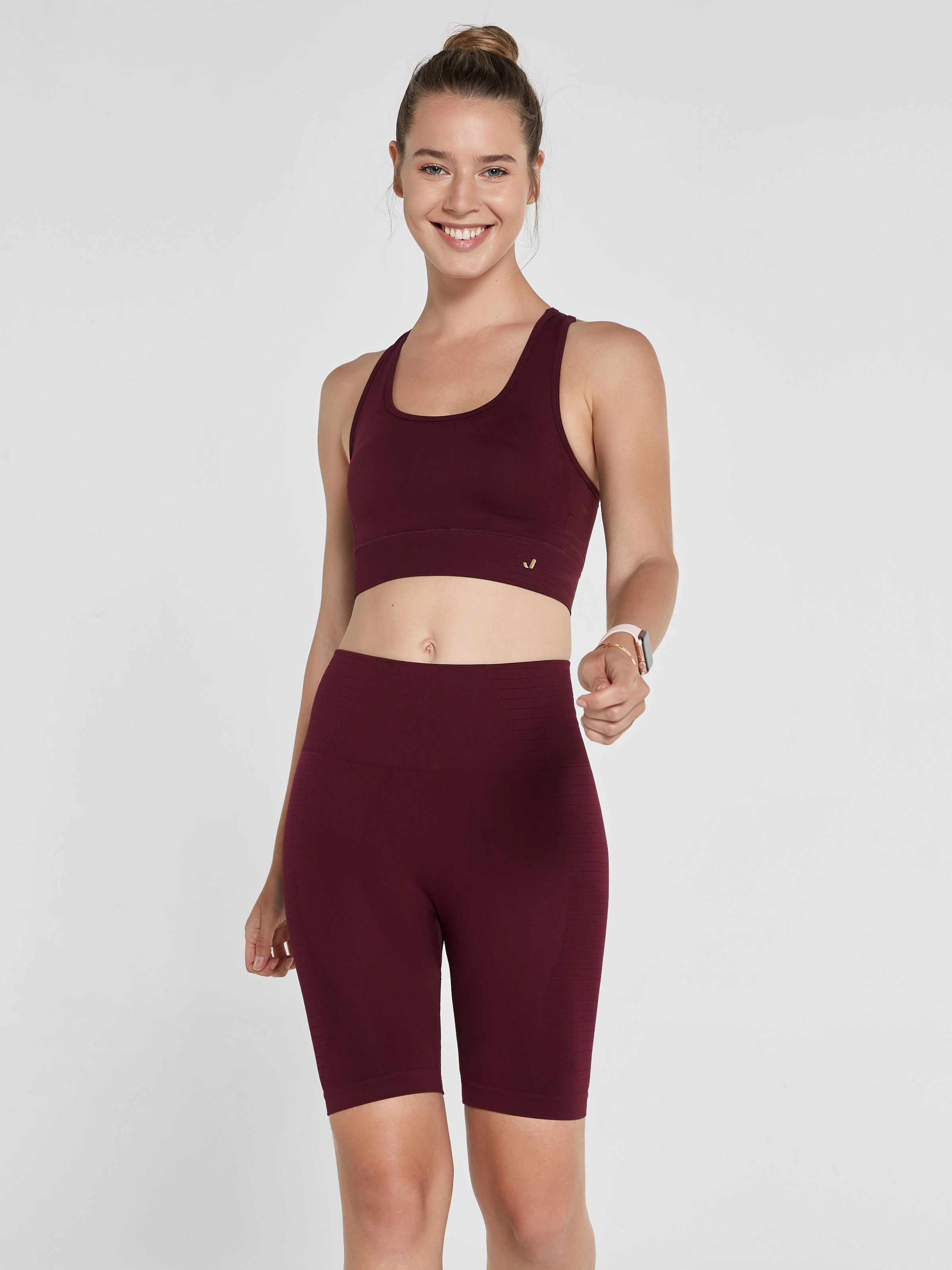 Gela Şekillendirici Sport Biker Tayt Bordo