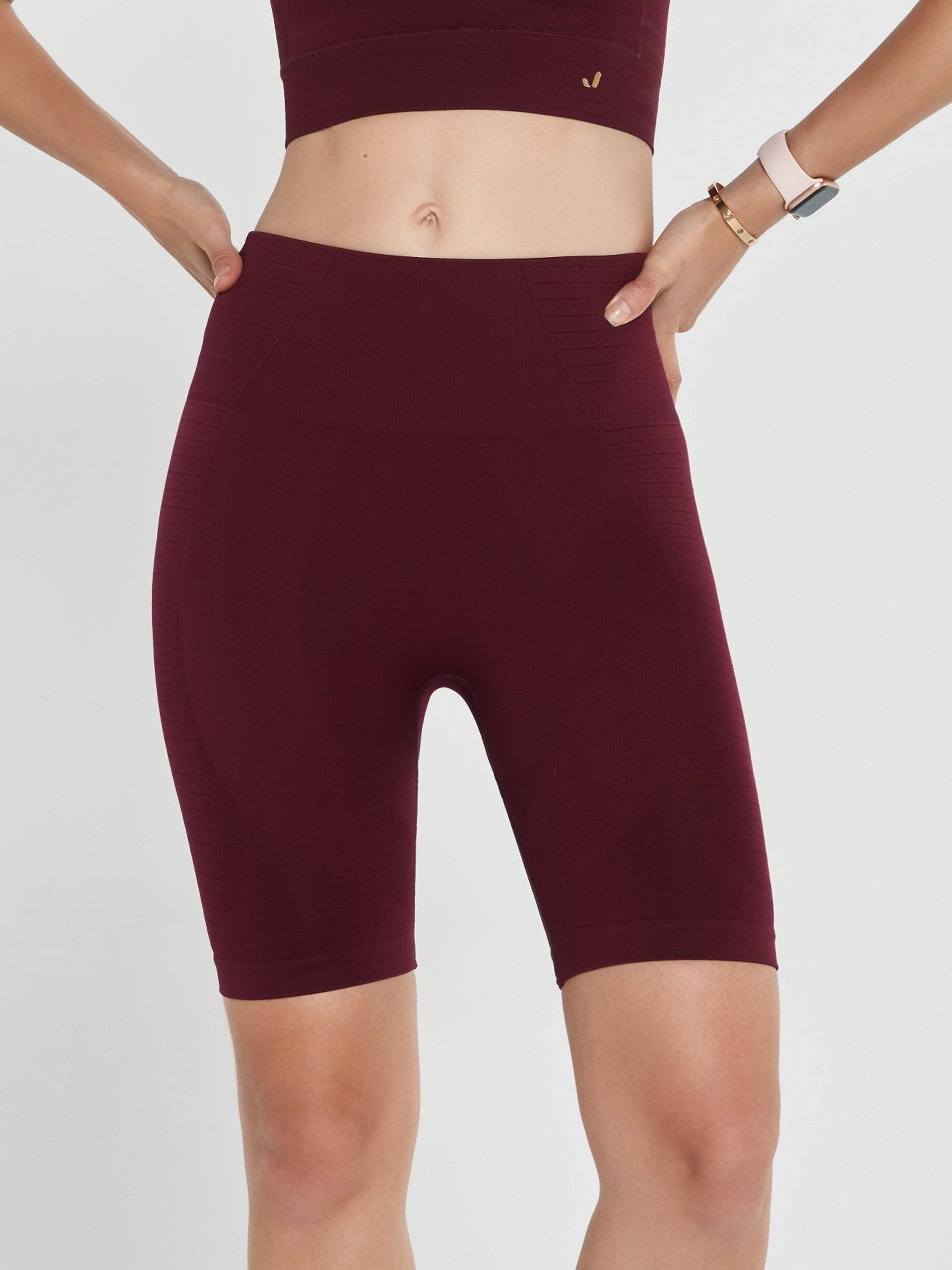 Gela Şekillendirici Sport Biker Tayt Bordo