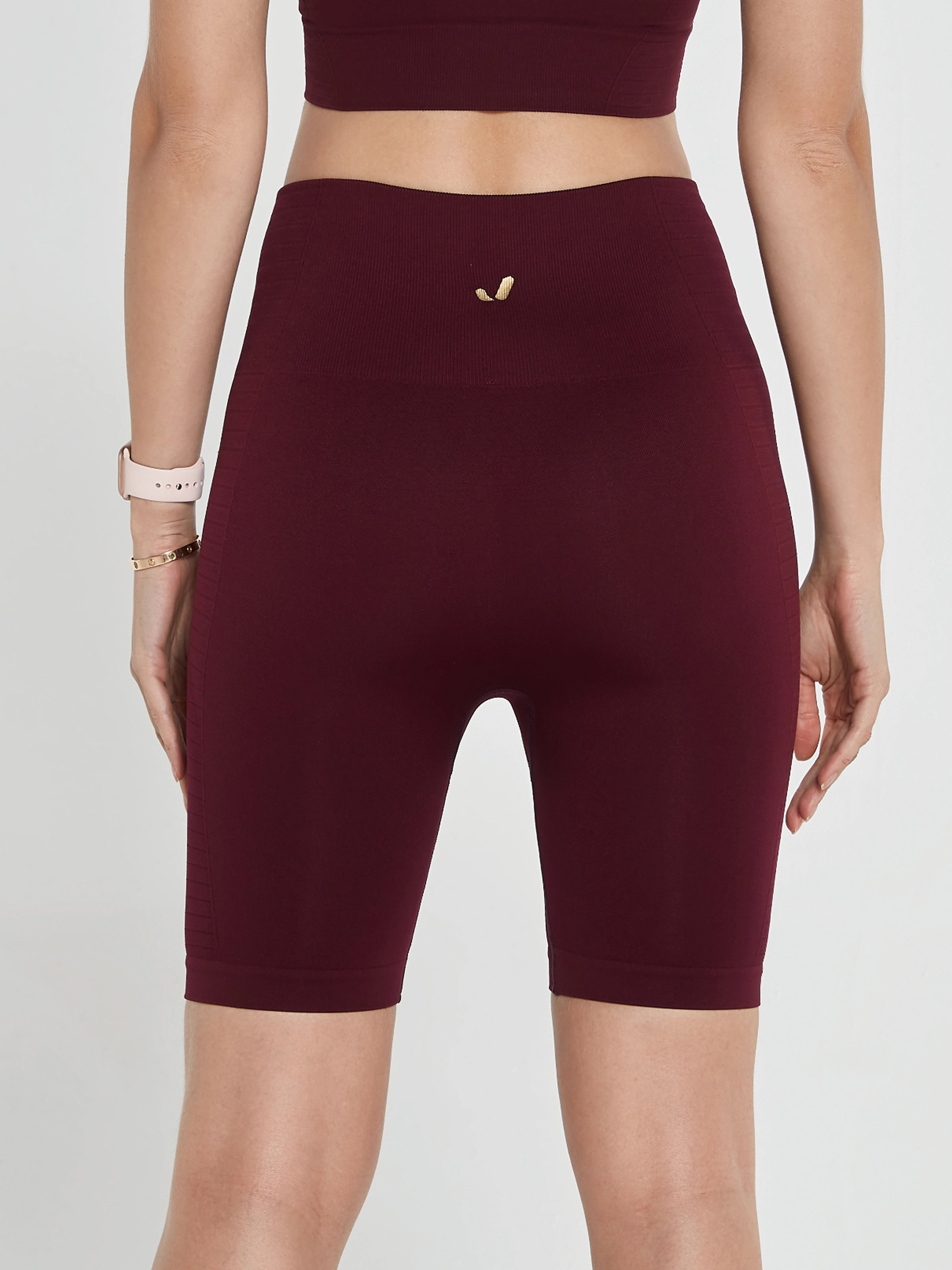 Gela Şekillendirici Sport Biker Tayt Bordo