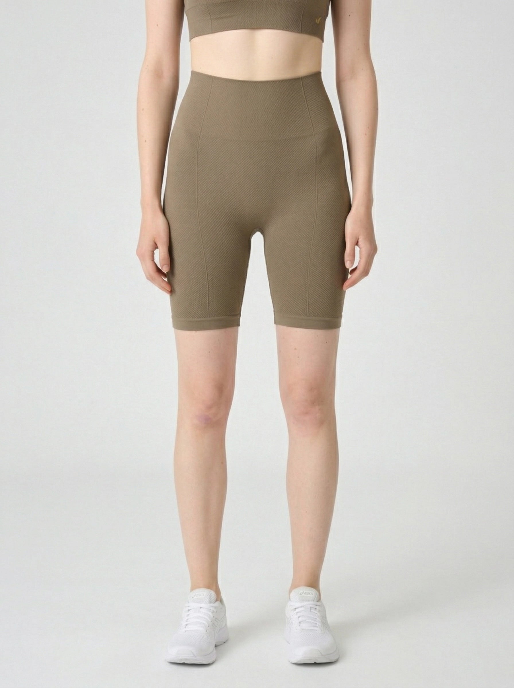 Holly Honeycomb Patterned High Waist Biker Leggings Green