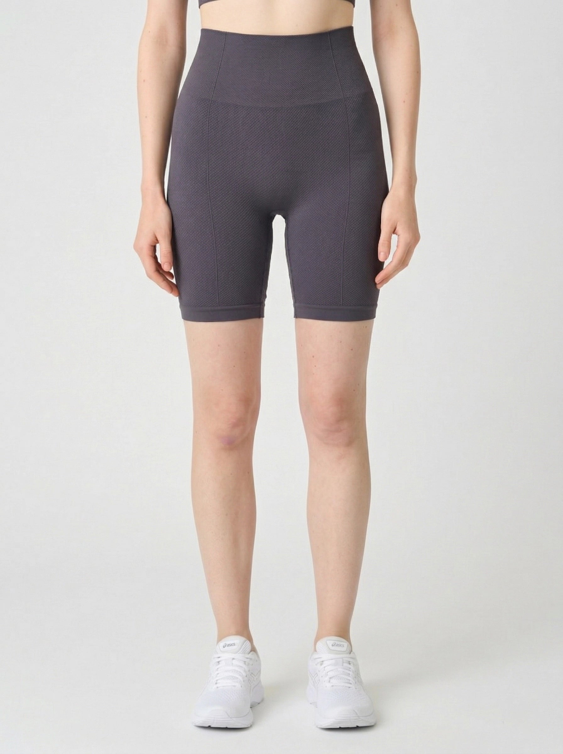 Holly Honeycomb Patterned High Waist Biker Leggings Anthracite