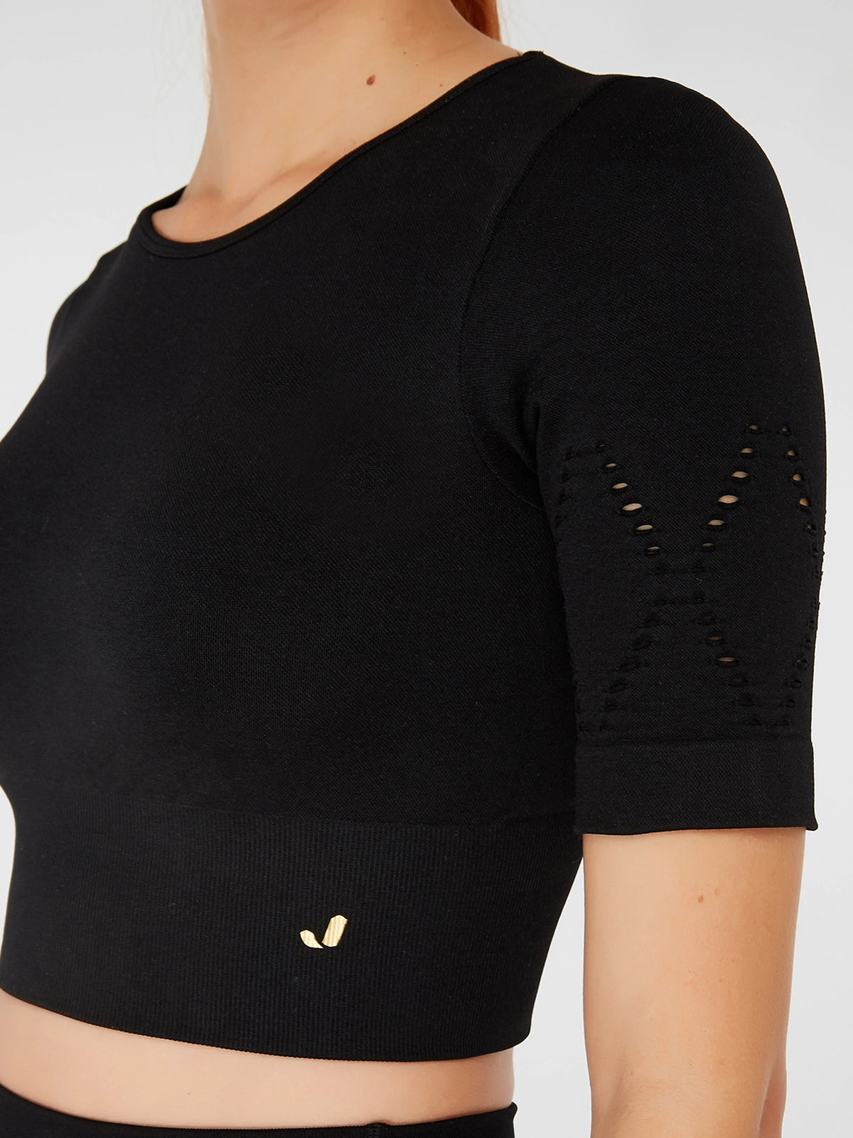 Naples Kısa Kol Crop Top Econyl Siyah