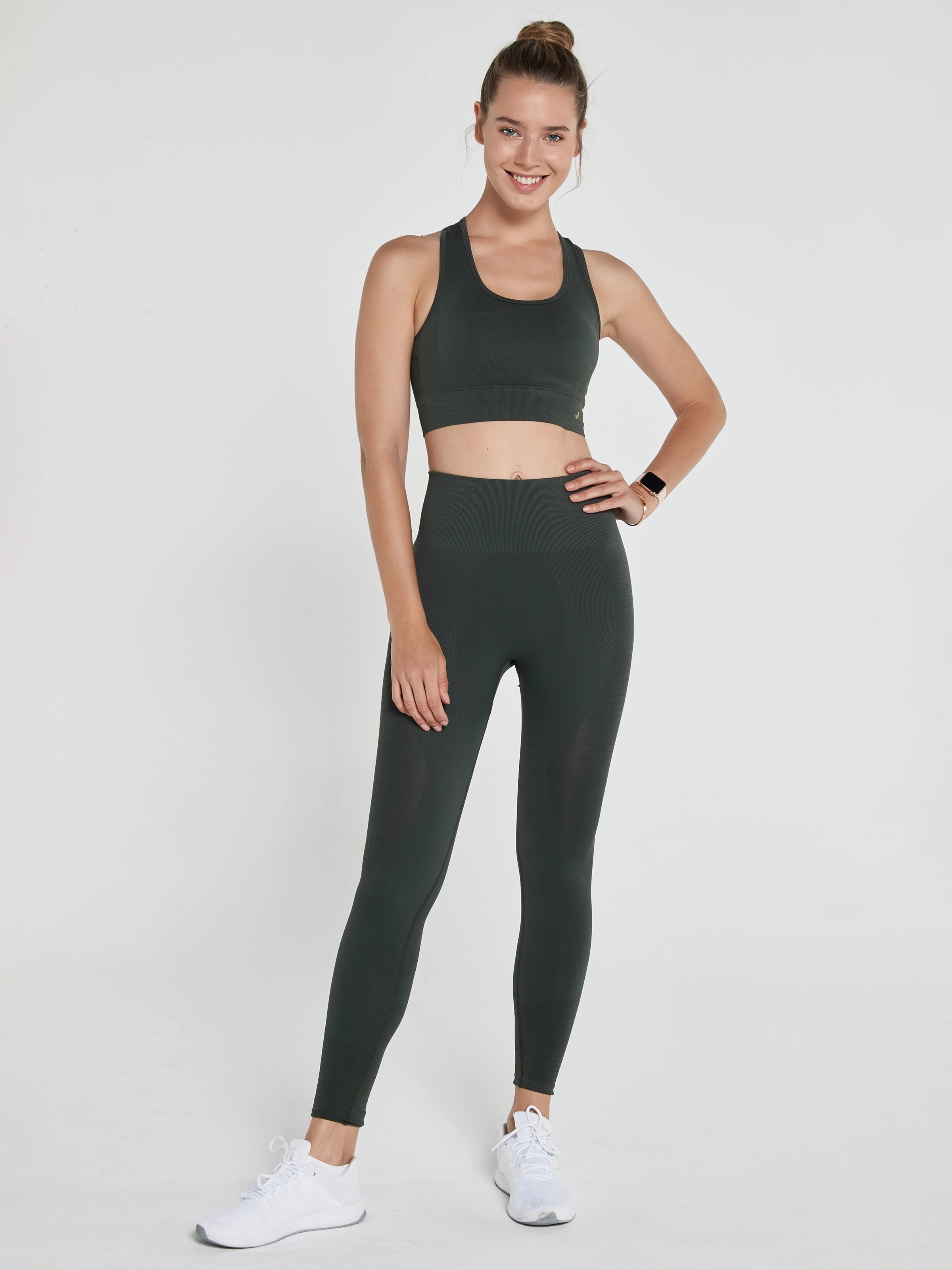Gela Yüksek Bel, Esnek ve Toparlayıcı Spor Tayt Yeşil