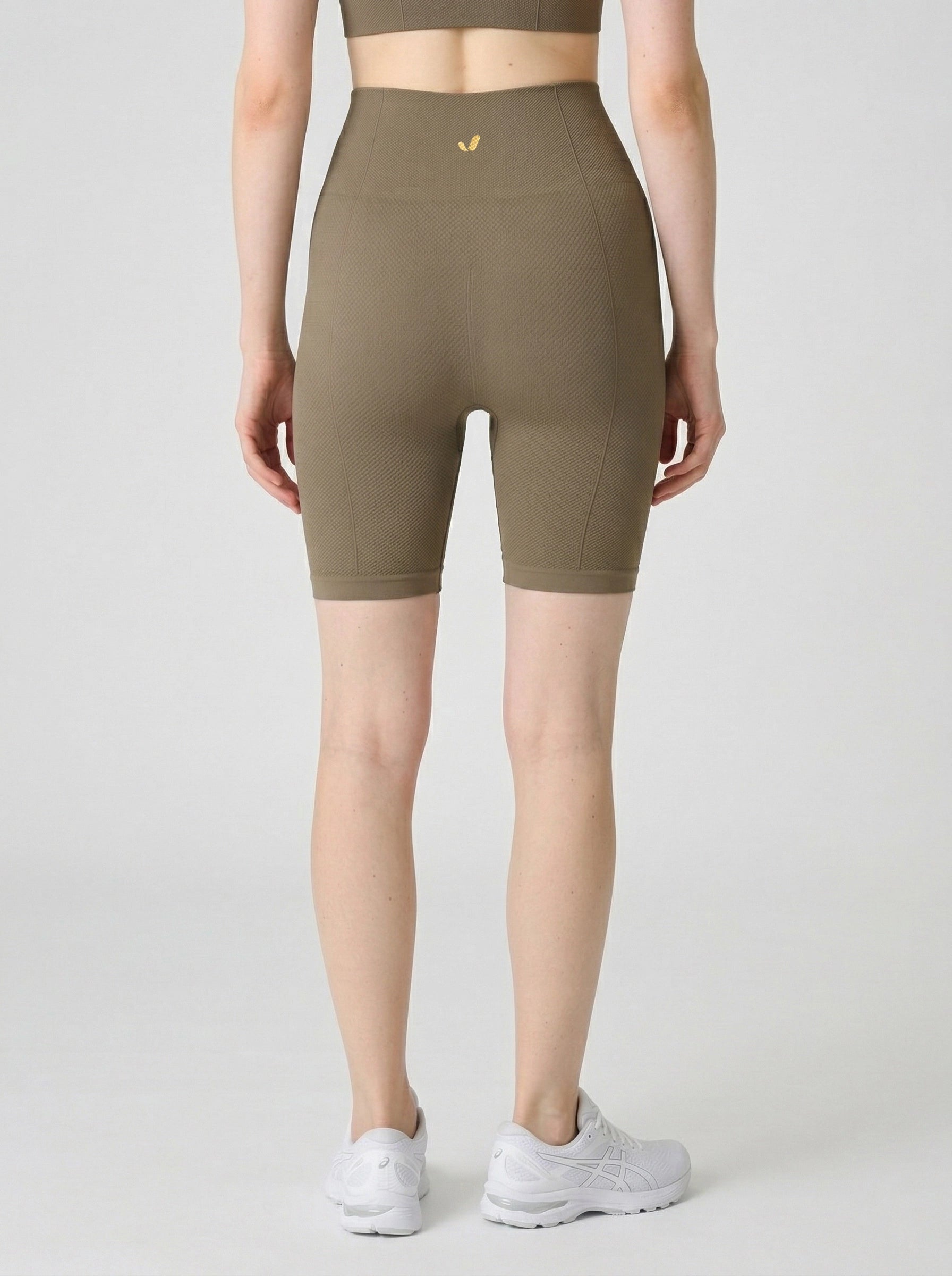 Holly Honeycomb Patterned High Waist Biker Leggings Green