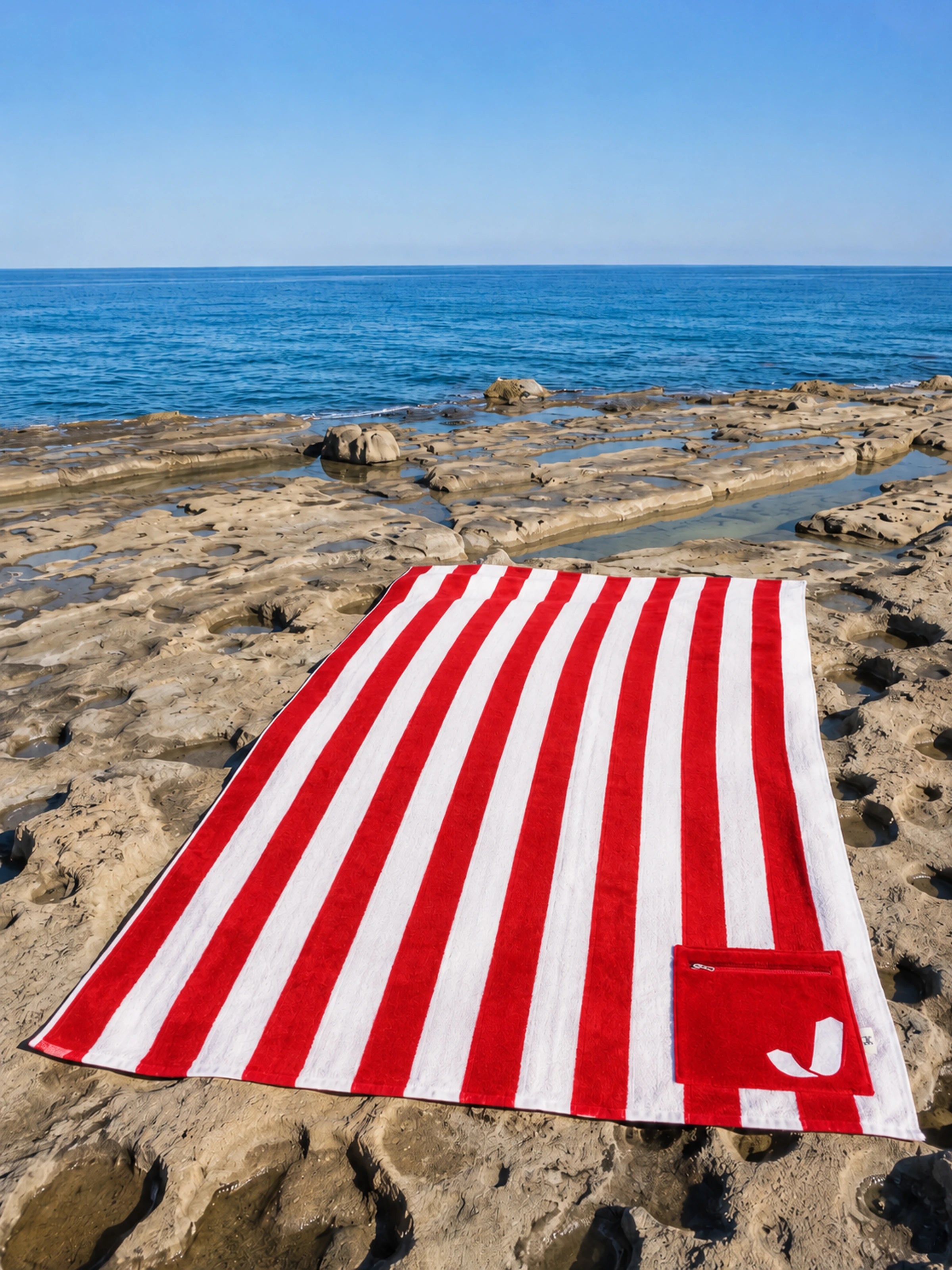 Coast Cepli Plaj Havlusu Kırmızı-Beyaz
