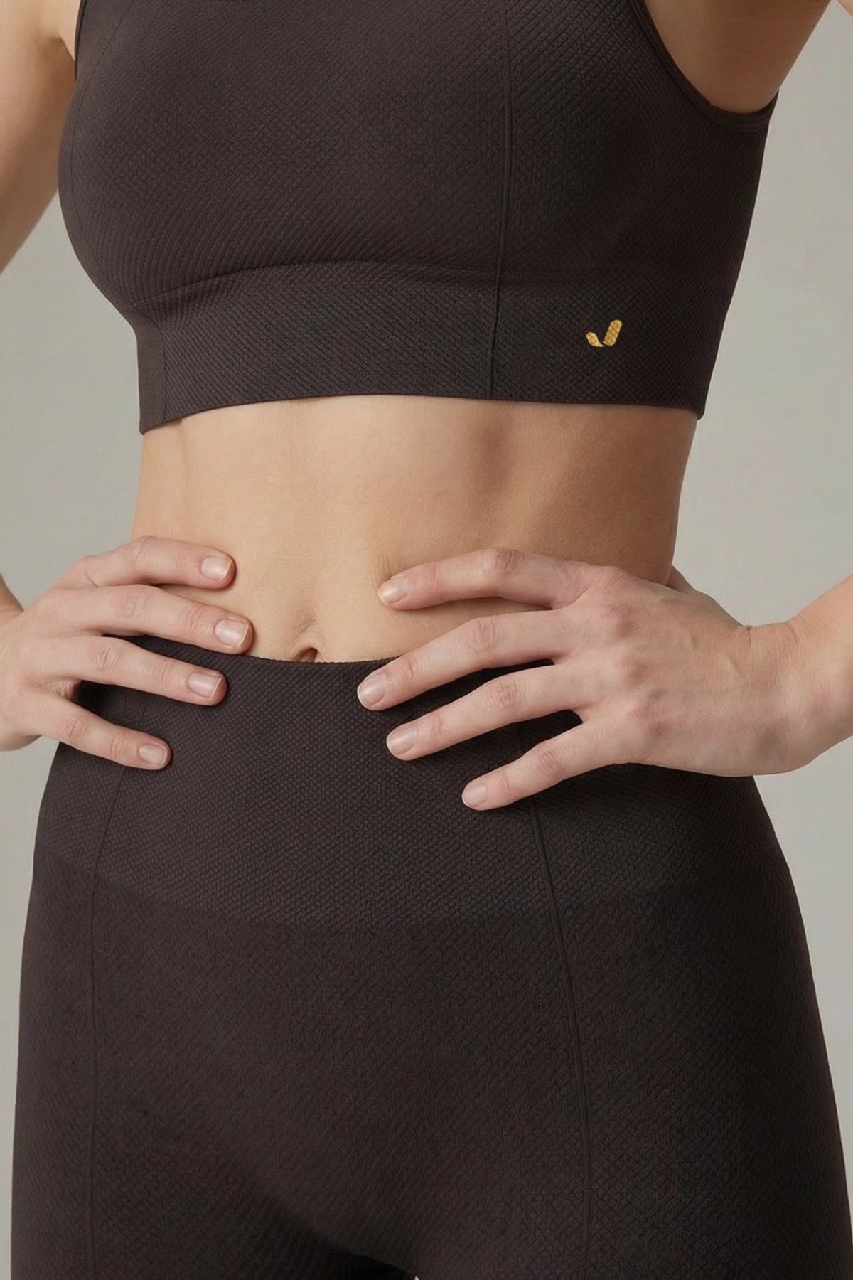 Holly Petek Desenli Yüksek Bel Tayt Acı Kahve