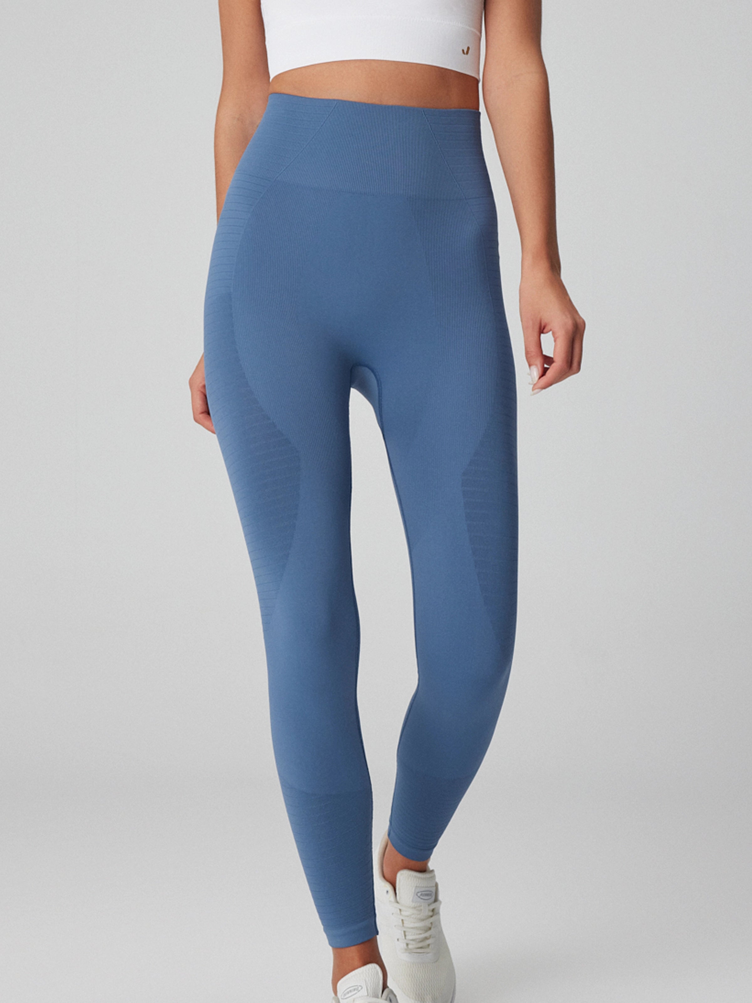 Gela Yüksek Bel, Esnek ve Toparlayıcı Spor Tayt Natural Mavi