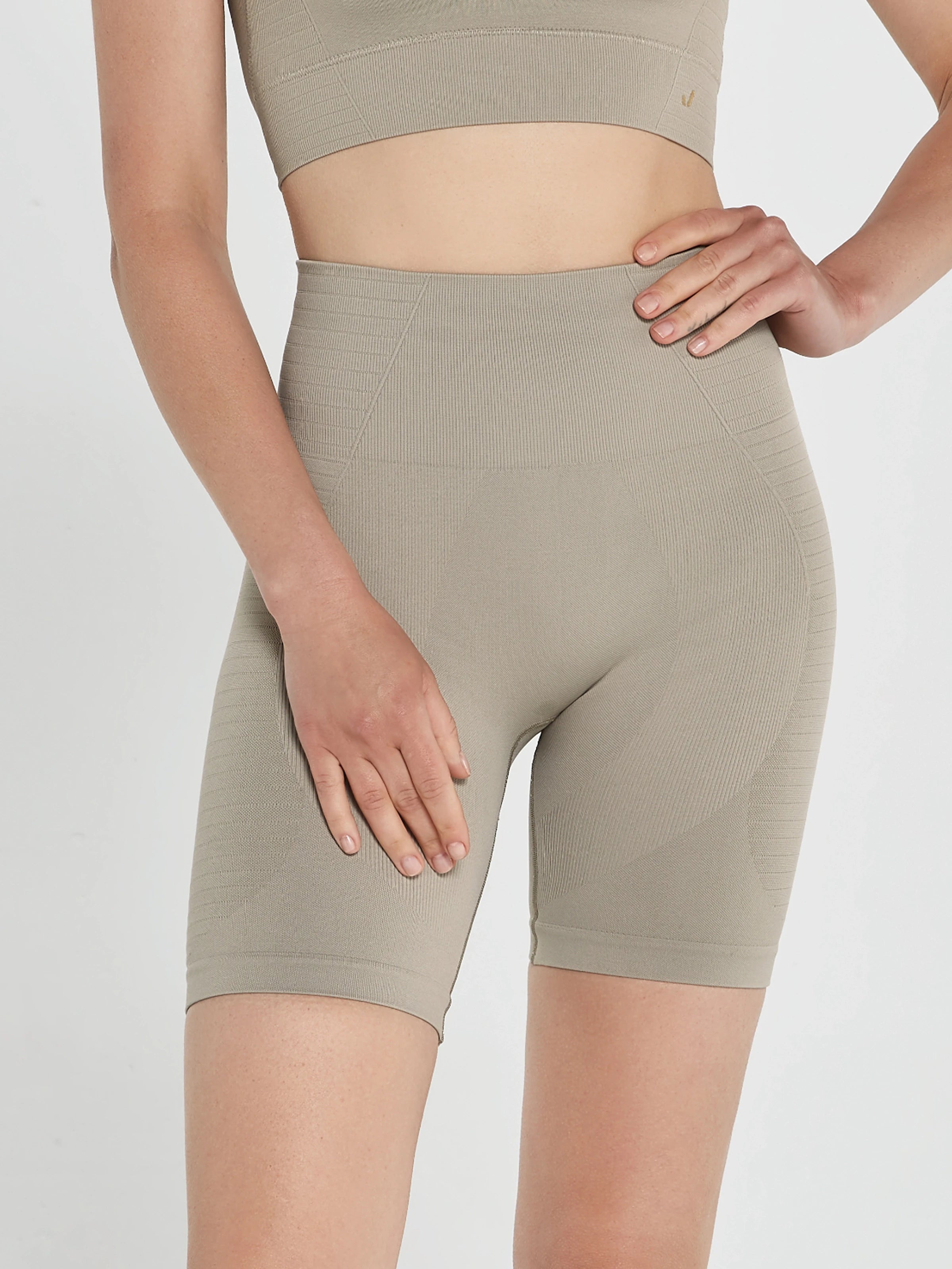 Gela Şekillendirici Sport Biker Tayt Haki