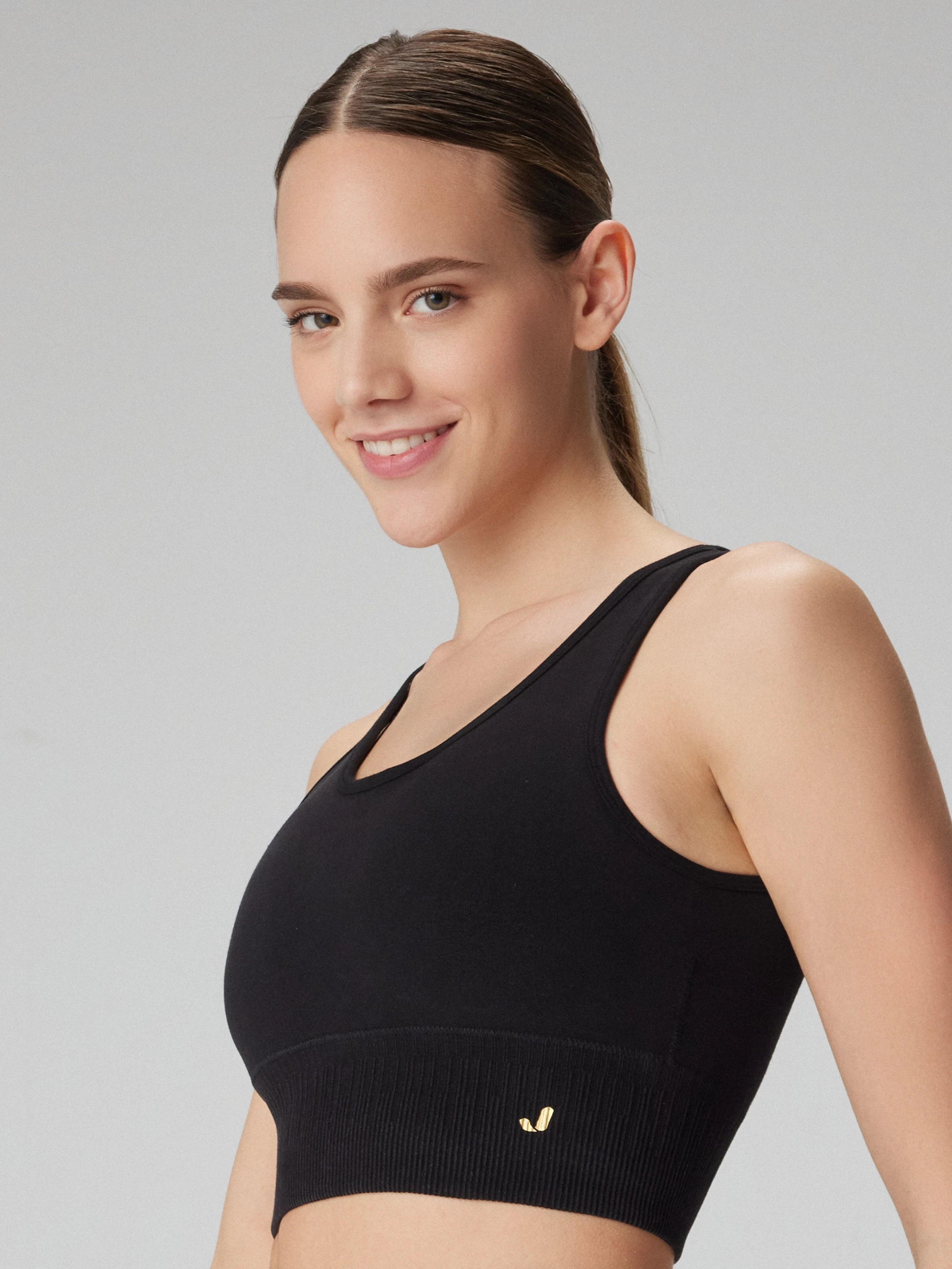 Luz Sıkılaştırıcı & Kaplı Spor Sütyeni Siyah