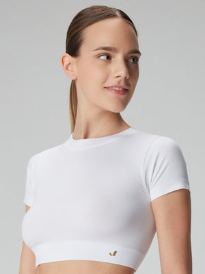 Captiva Yumuşak Dokulu & Esnek Crop Top Beyaz