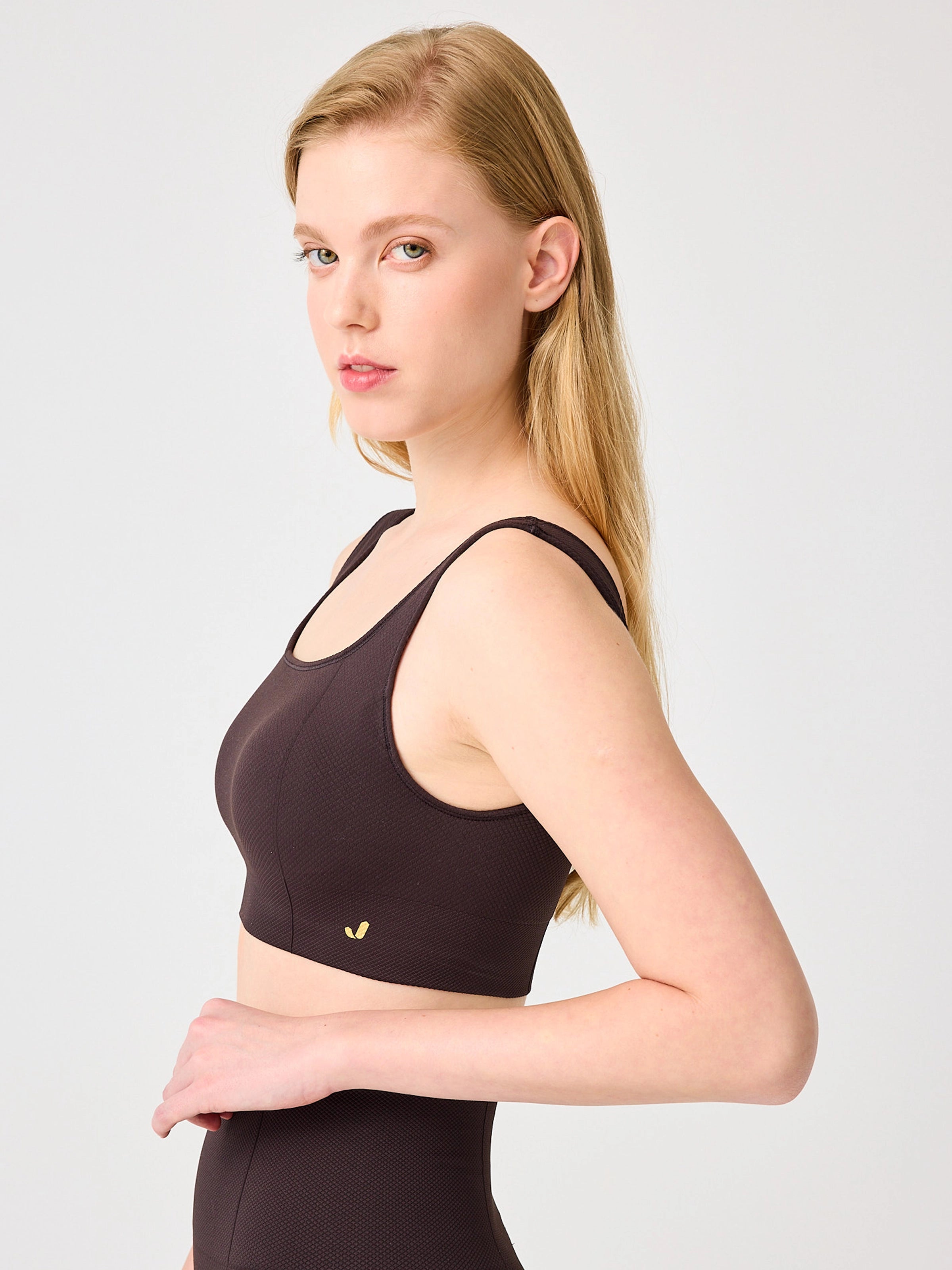 Holly Petek Desenli Kaplı Bra Acı Kahve