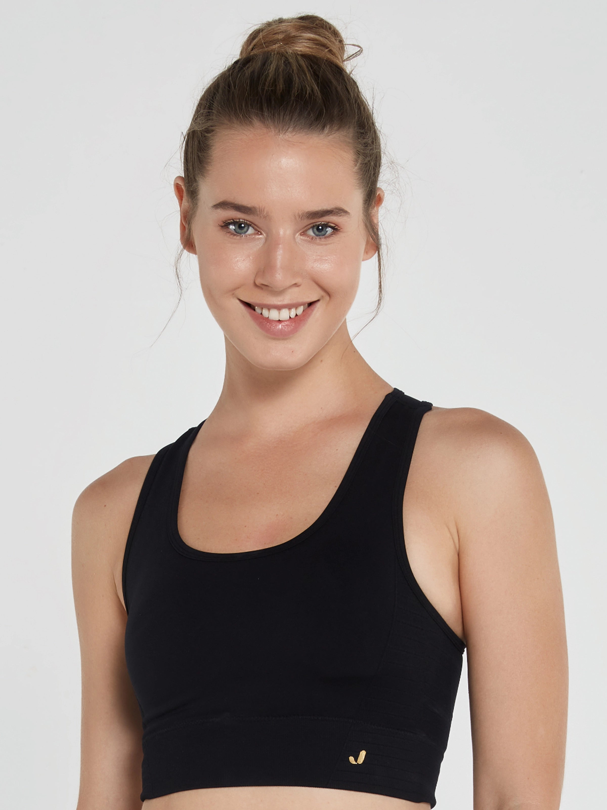 Gela Çift Katlı Kompress Sport Bra Siyah