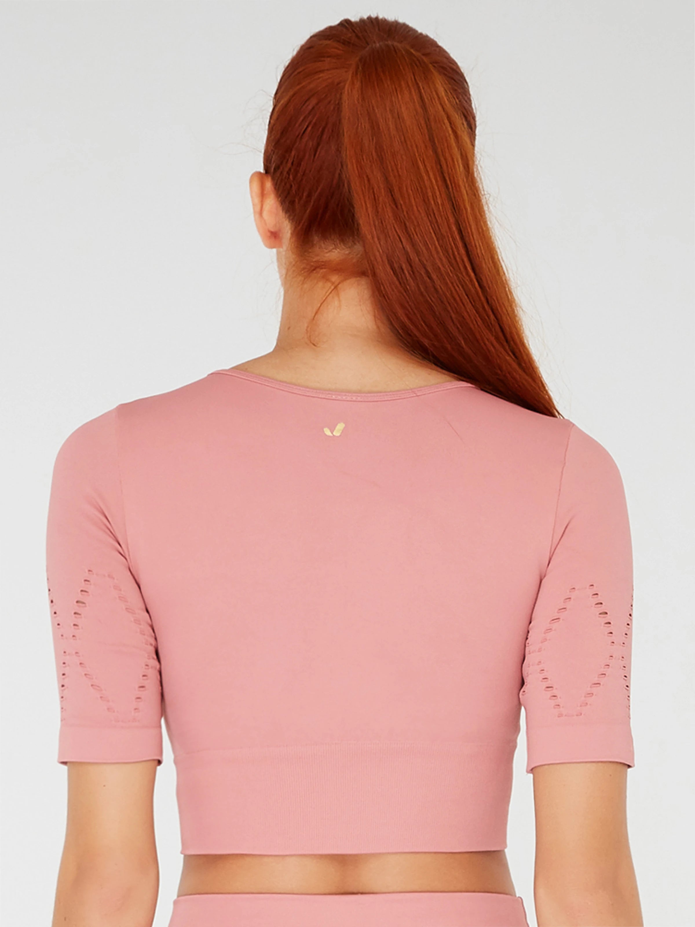Naples Kısa Kol Crop Top Econyl Pembe