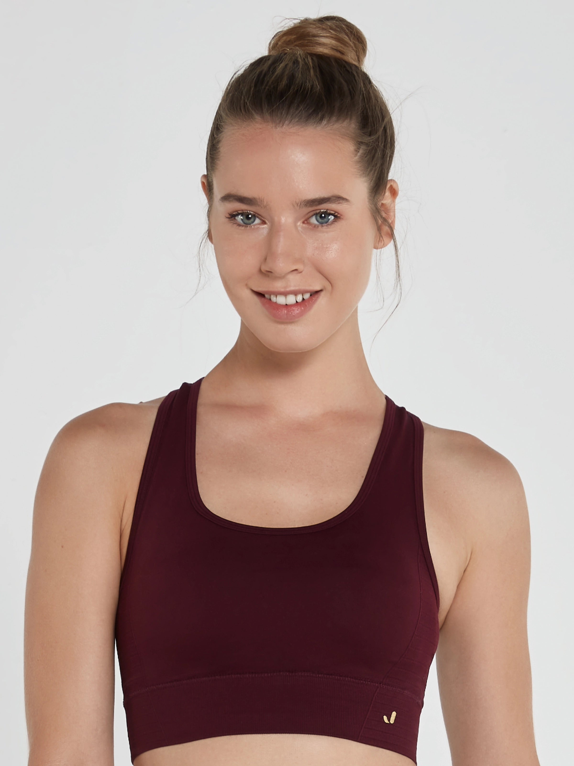 Gela Çift Katlı Kompress Sport Bra Bordo