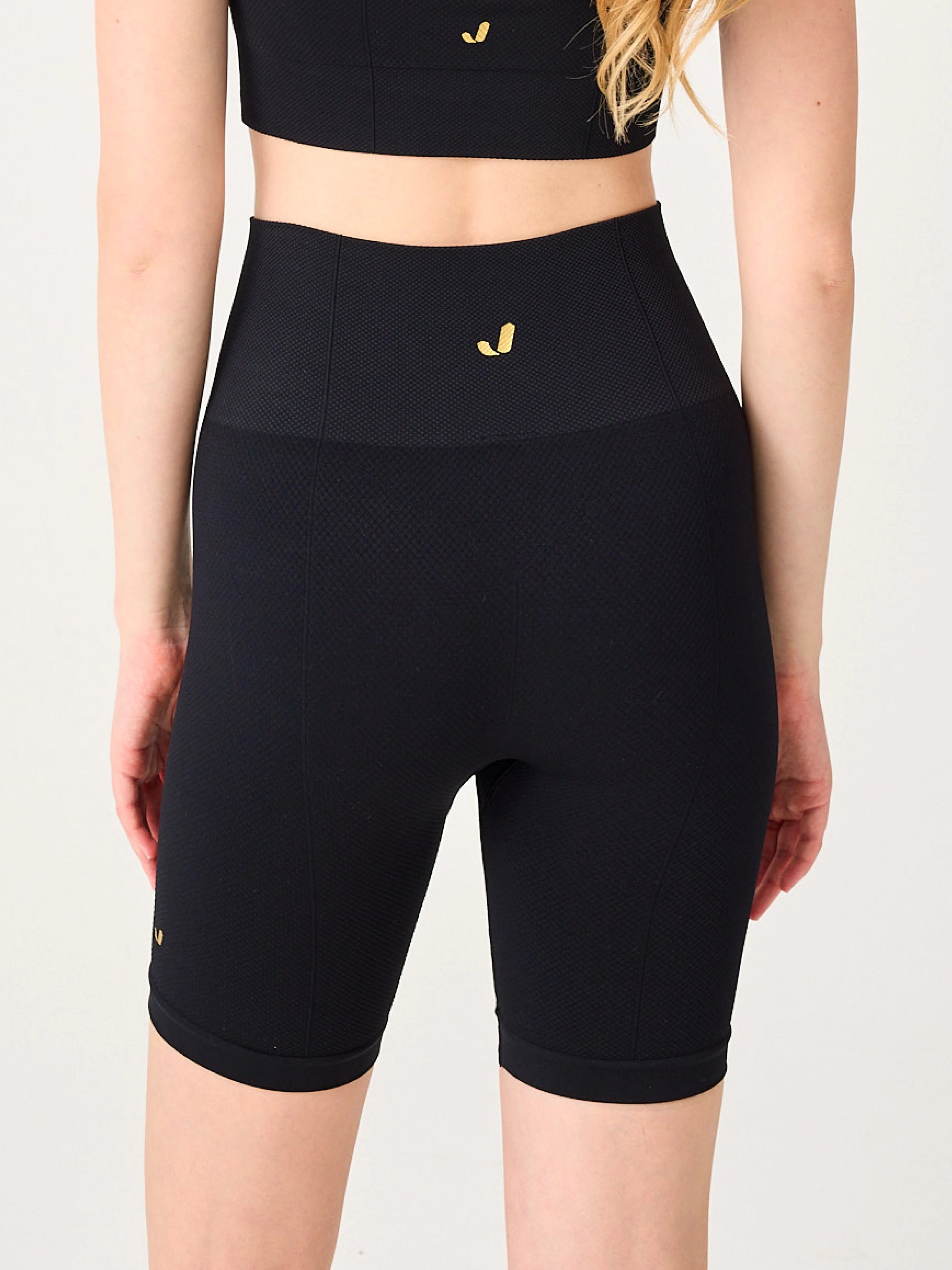 Holly Petek Desenli Yüksek Bel Biker Tayt Siyah